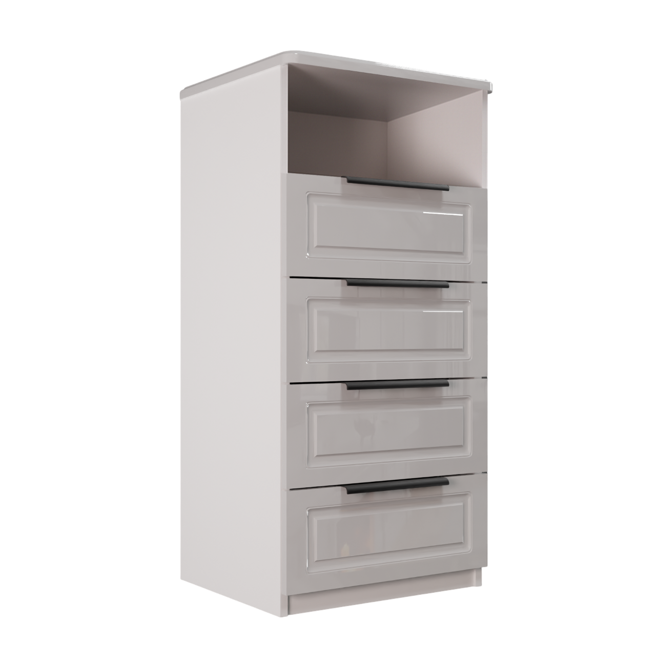 Изображение товара Комод Веста Катерина профильные ручки 4 ящика 60x50x122 см ЛДСП цвет белый глянец