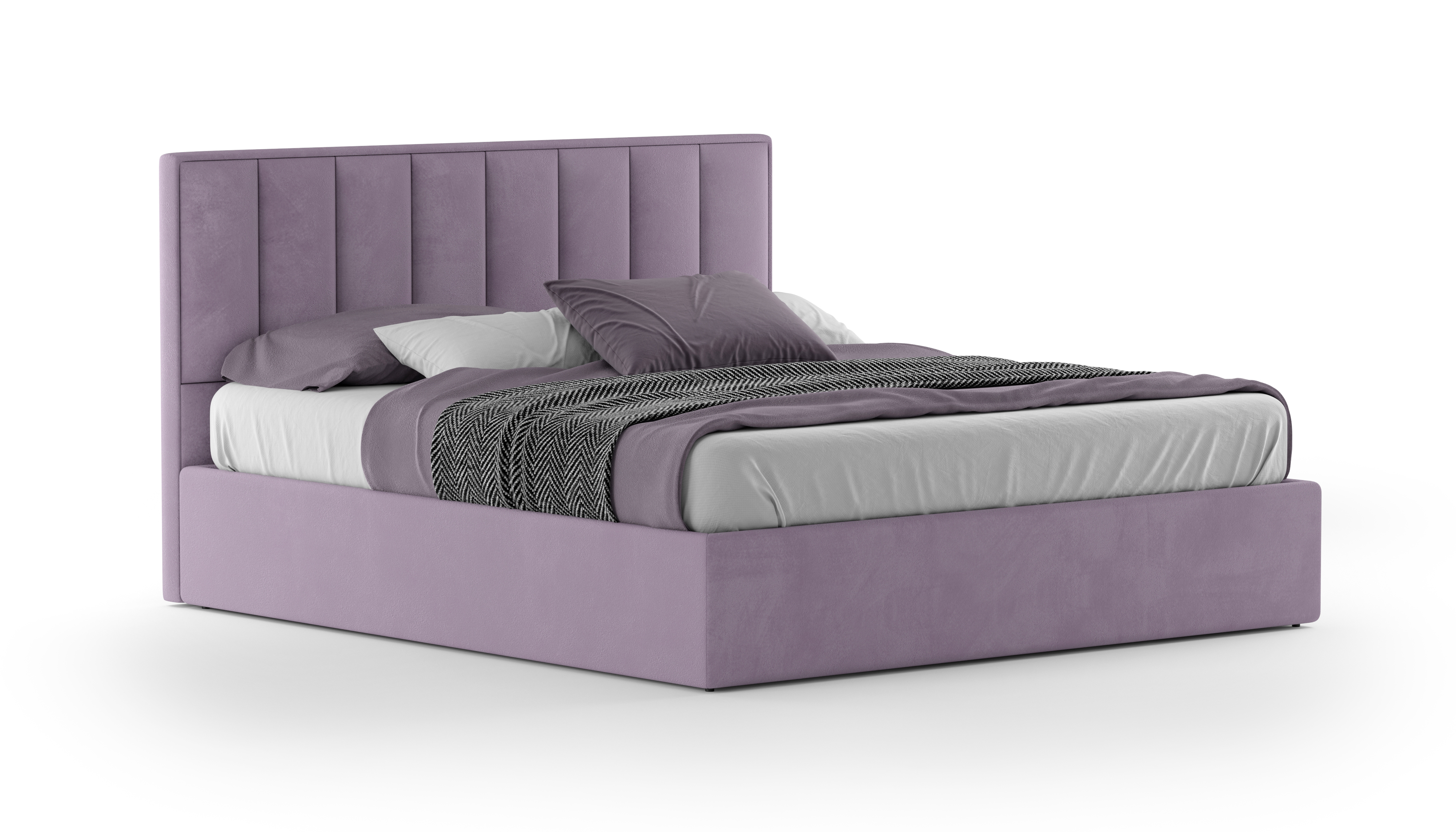 Изображение товара Кровать Клер 160x200 из велюра с подъемным механизмом и вместительным ящиком