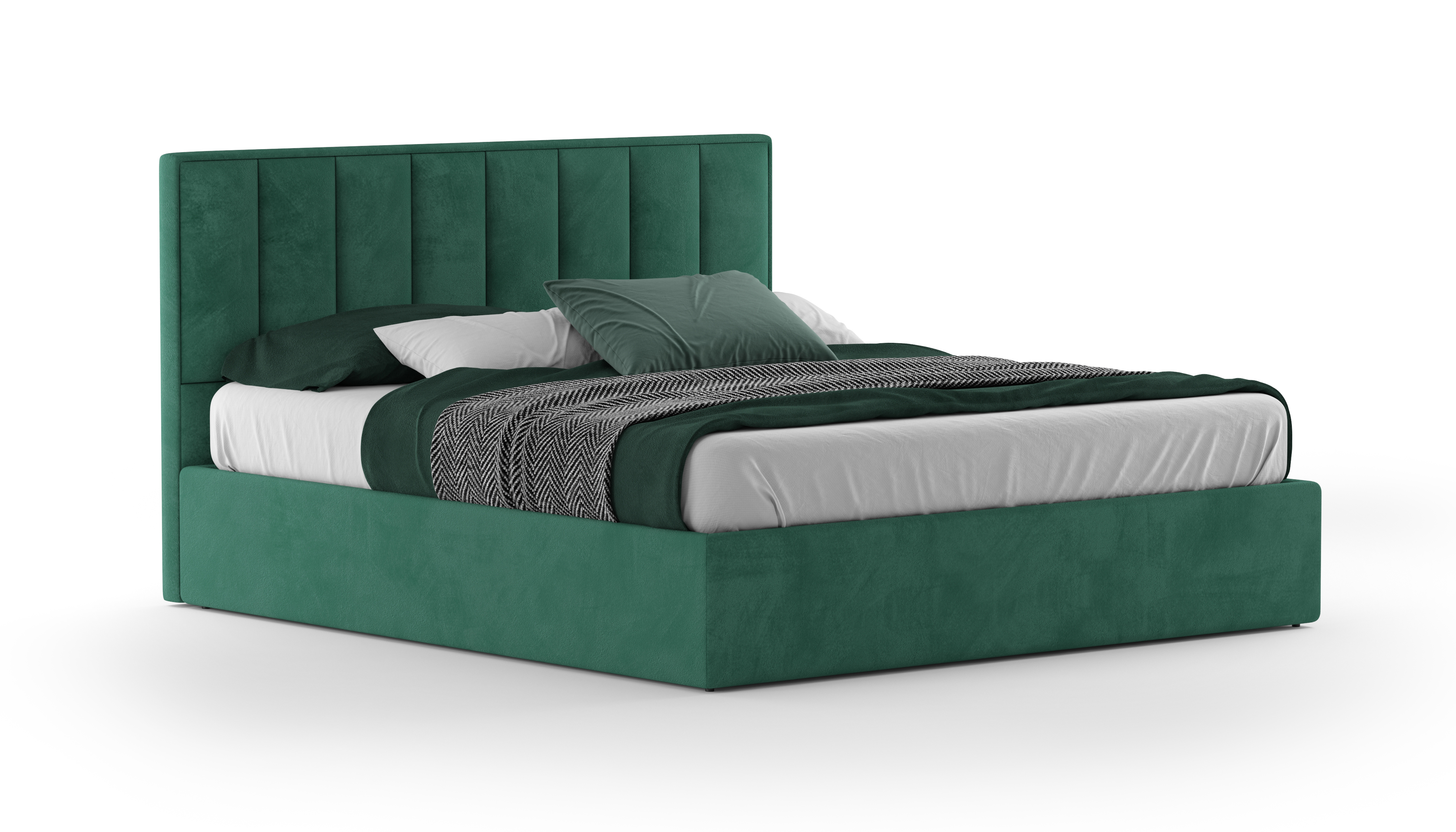 Изображение товара Кровать Мebelroom Клер 160x200 велюр подъемный механизм зеленая