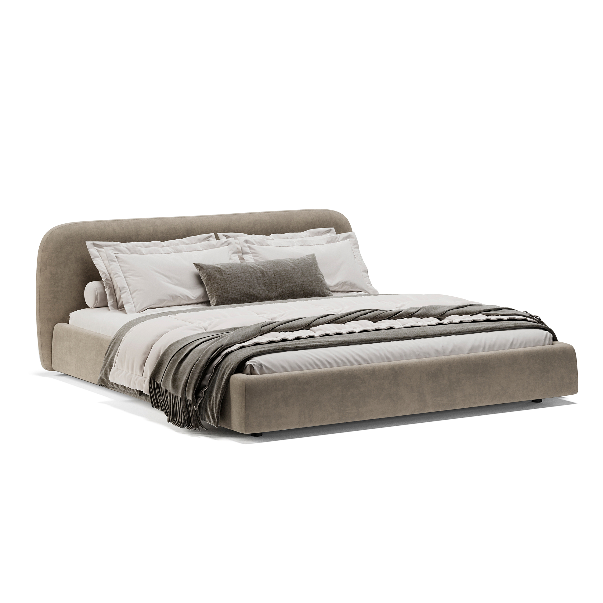 Изображение товара Кровать Mebelroom Лагом 140x200 микровелюр подъемный механизм цвет бежевый