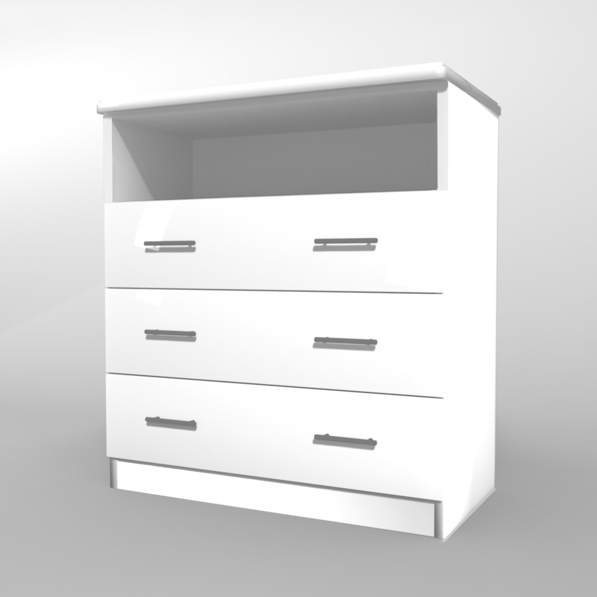 Изображение товара Комод Веста Марта 3 ящика 90x50x100 см ЛДСП цвет белый глянец