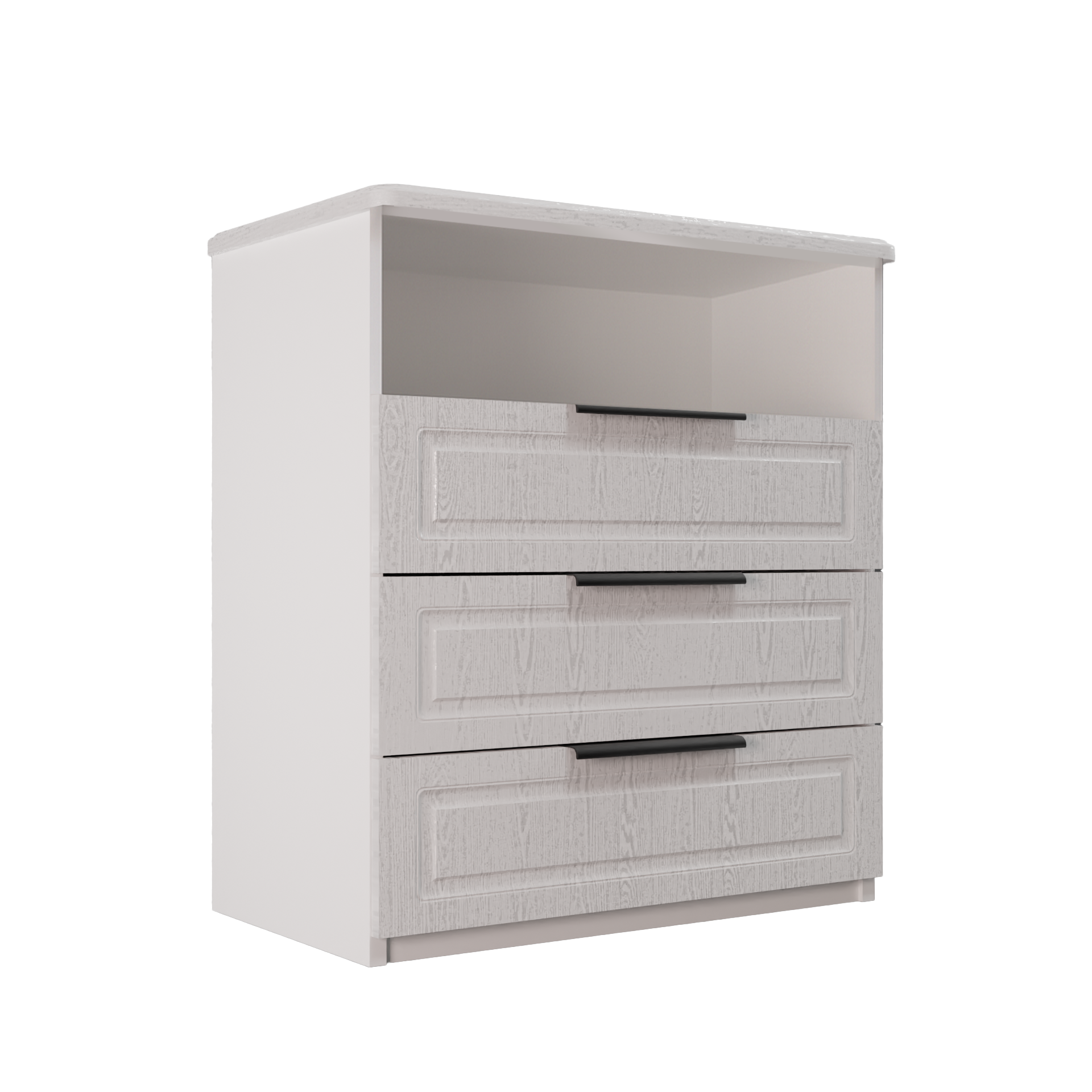 Изображение товара Комод Веста Катерина профильные ручки 3 ящика 90x50x100 см ЛДСП цвет сноу