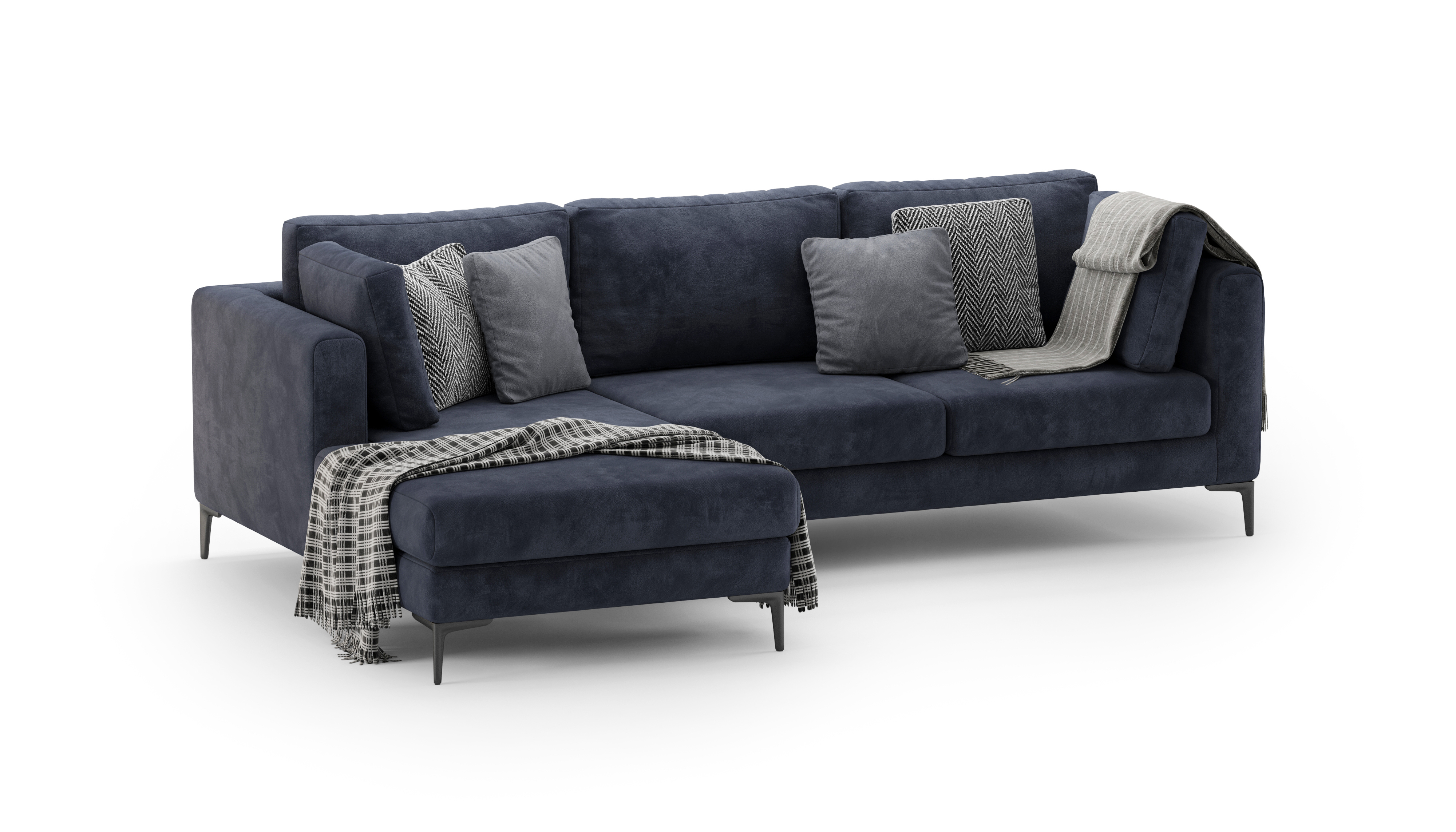 Изображение товара Диван угловой Mebelroom Милан 270x72x170 см велюр цвет синий