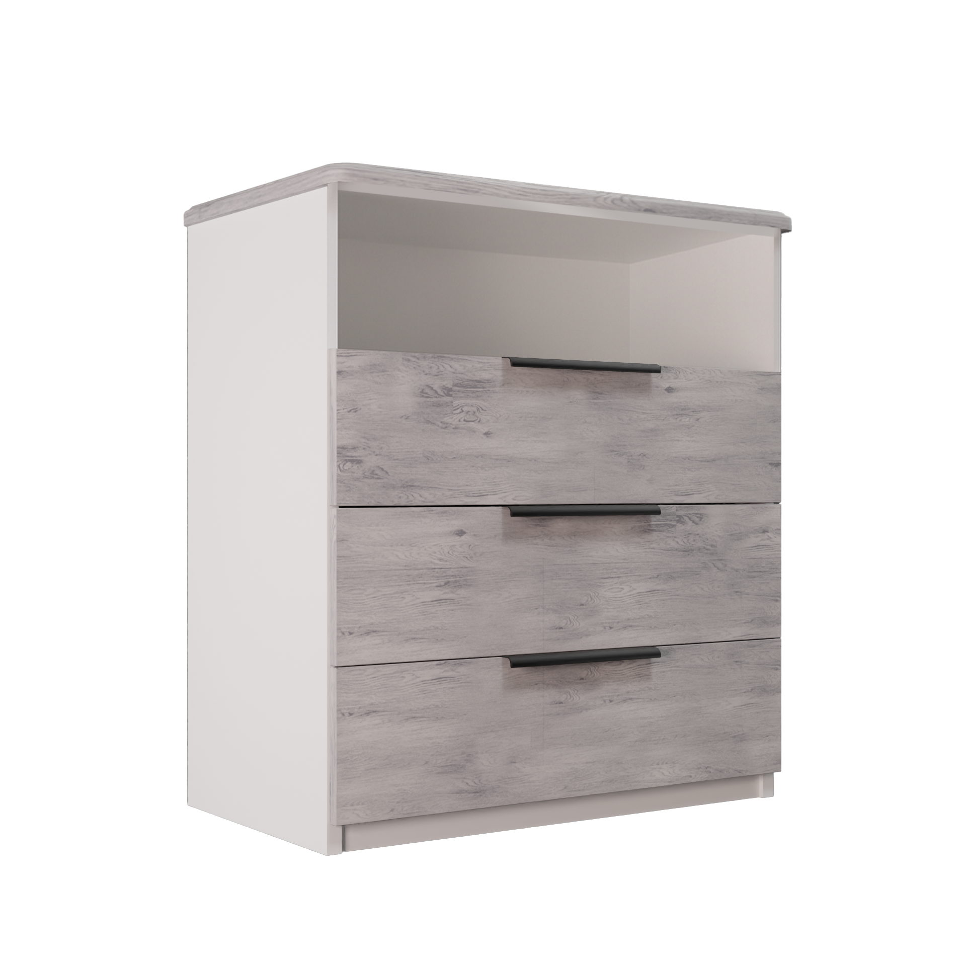 Изображение товара Комод Веста Марта профильные ручки 3 ящика 90x50x100 см ЛДСП цвет лиственница камчатская