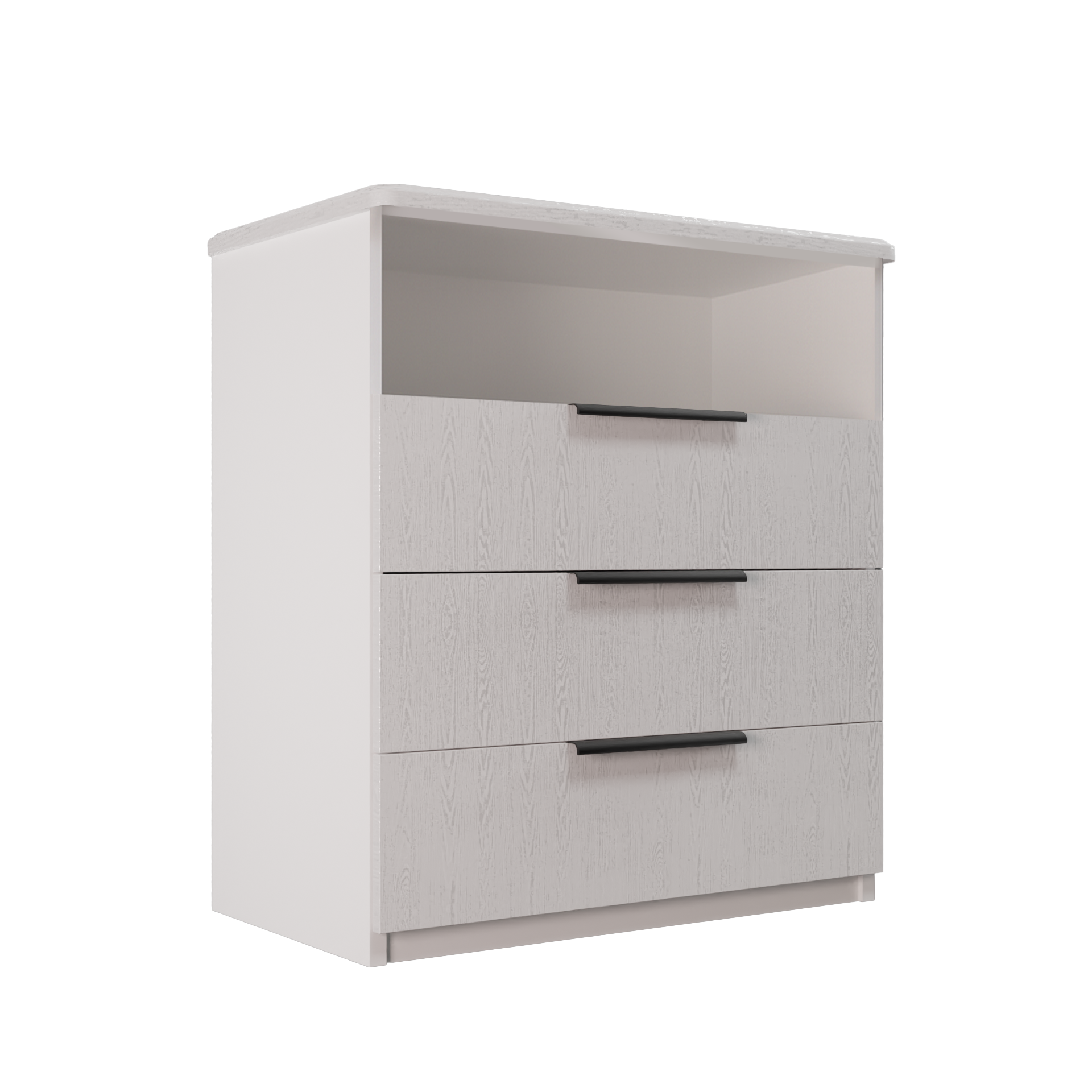 Изображение товара Комод Веста Марта профильные ручки 3 ящика 90x50x100 см ЛДСП цвет сноу