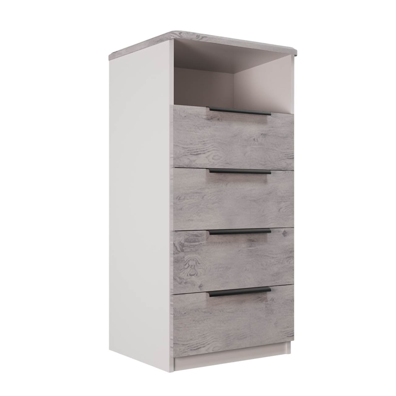 Изображение товара Комод Веста Марта профильные ручки 4 ящика 60x50x122 см ЛДСП цвет лиственница камчатская