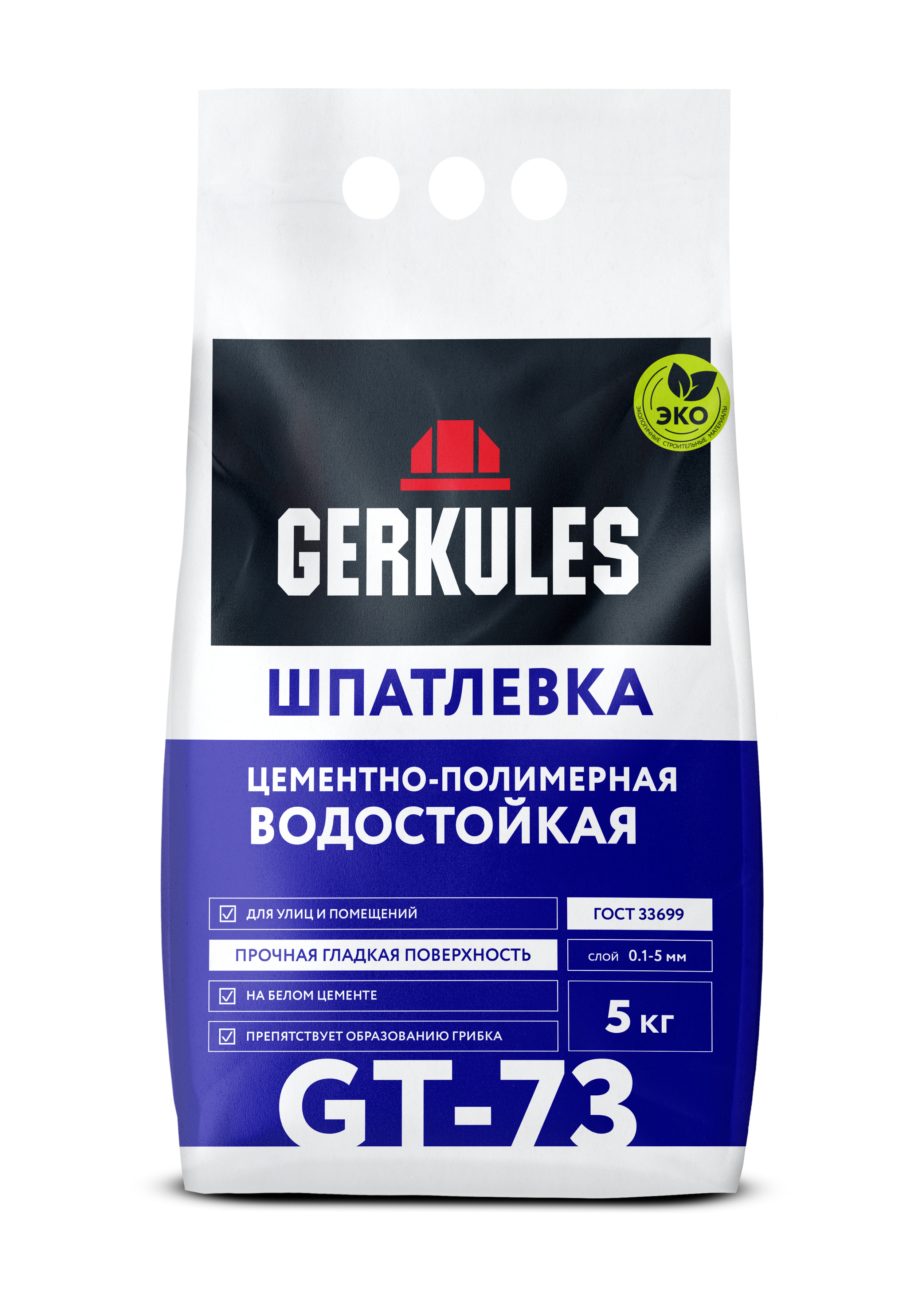 Изображение товара Шпатлевка полимерная Gerkules GT-73 5кг цвет белый