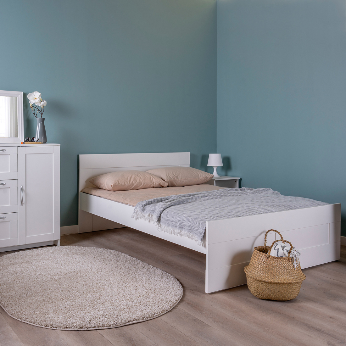 Изображение товара Двуспальная кровать Гуд Лакк Сириус 140x200 скандинавский стиль белый