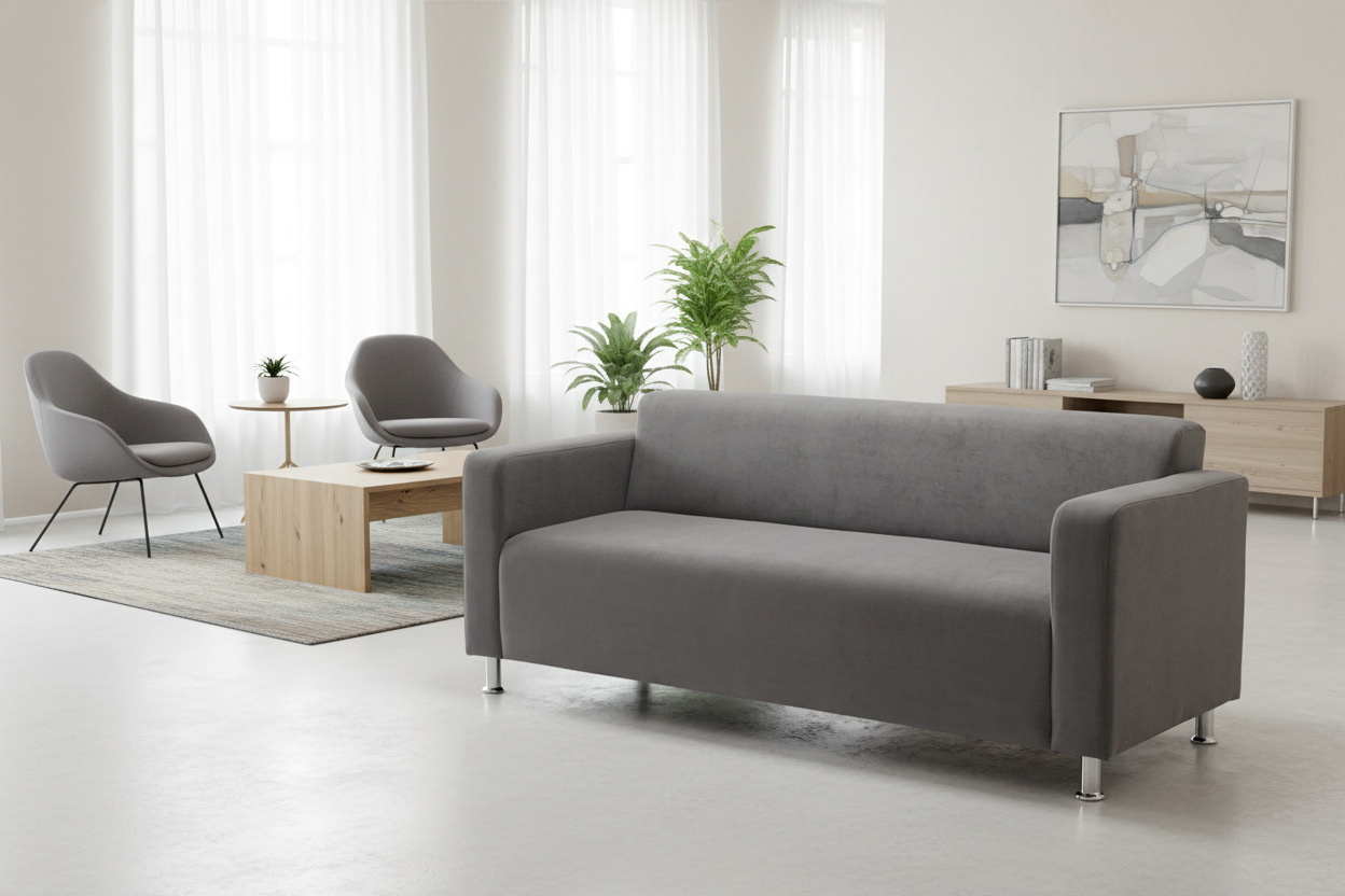 Изображение товара Диван прямой Meblines Томи 200x75x78 см велюр кабрио цвет серый графит