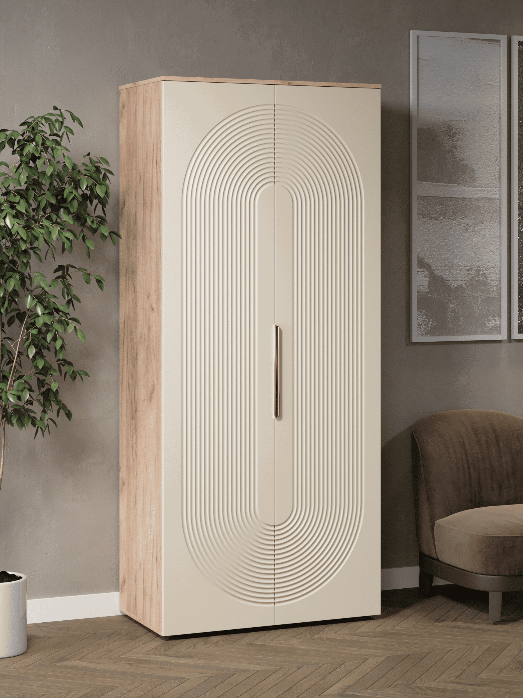 Изображение товара Шкаф распашной Диван Не Мебель Ингрия Luxe с 2 дверями 92x212x50 см ЛДСП цвет сиена