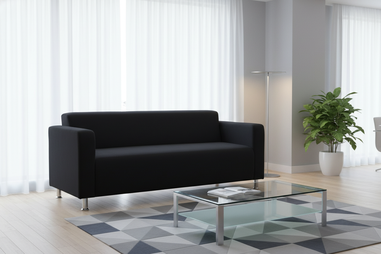 Изображение товара Диван прямой Meblines Томи 160x75x78 см велюр кабрио цвет черный