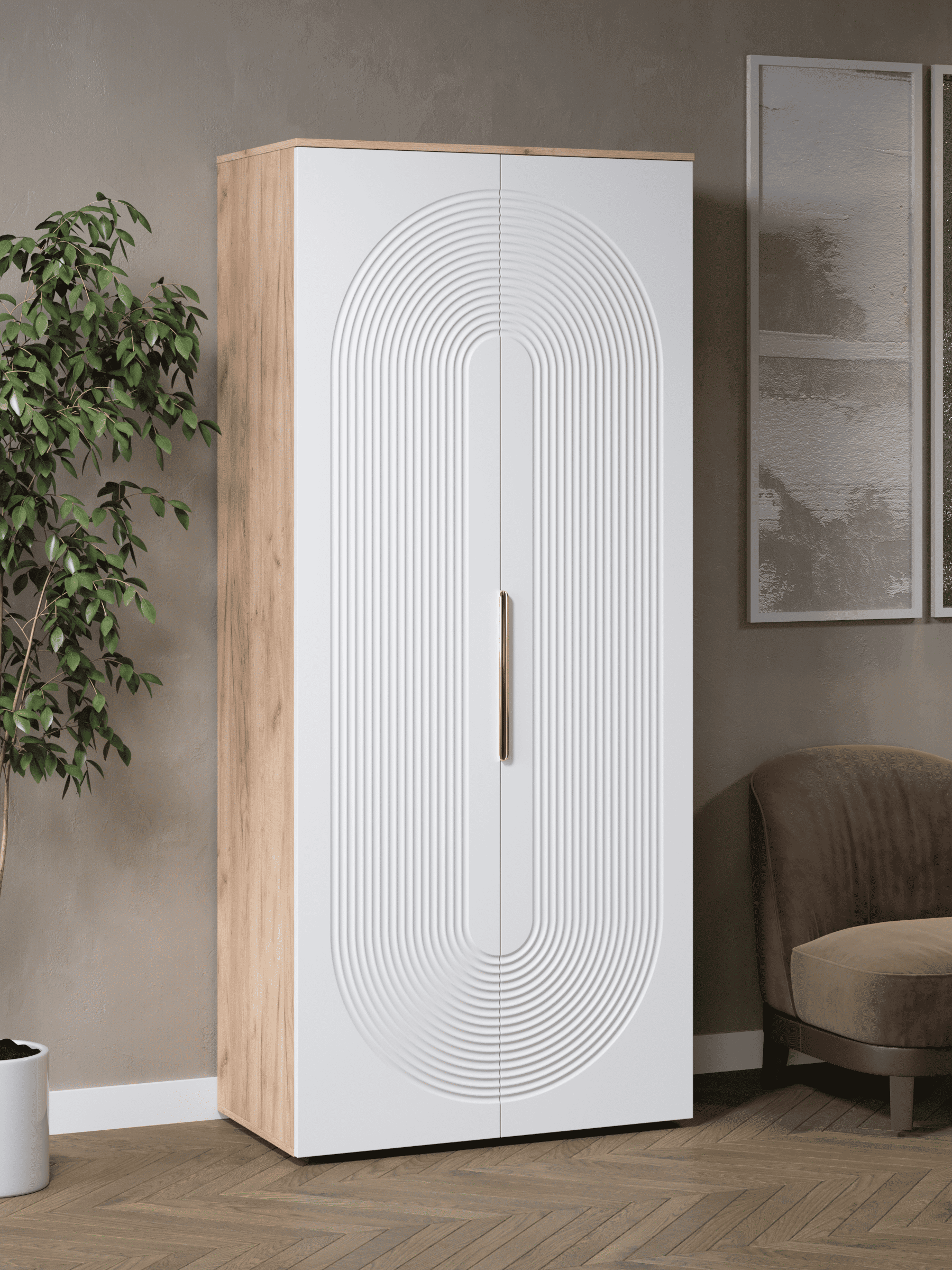 Изображение товара Шкаф распашной Диван Не Мебель Ингрия Luxe с 2 дверями 92x212x50 см ЛДСП цвет белый