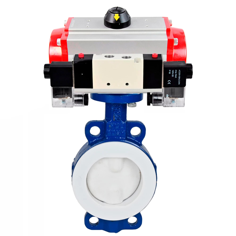 Изображение товара Затвор дисковый поворотный DN.ru D050-59459 DN300 PN16 с пневмоприводом 220В углеродистая сталь