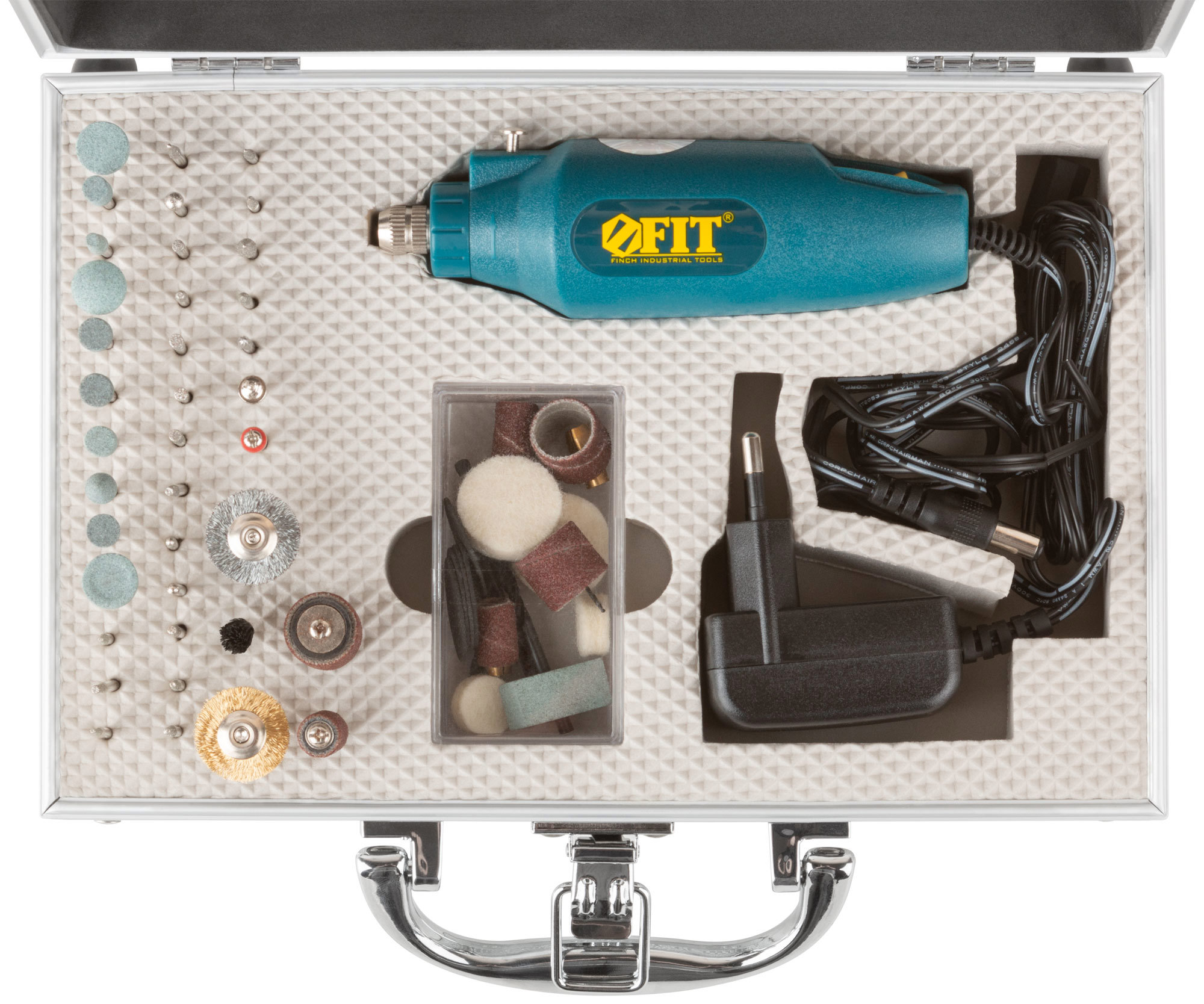 Изображение товара Гравер сетевой FIT 80531 Мощность 12 Вт, 71 насадка, алюминиевый кейс