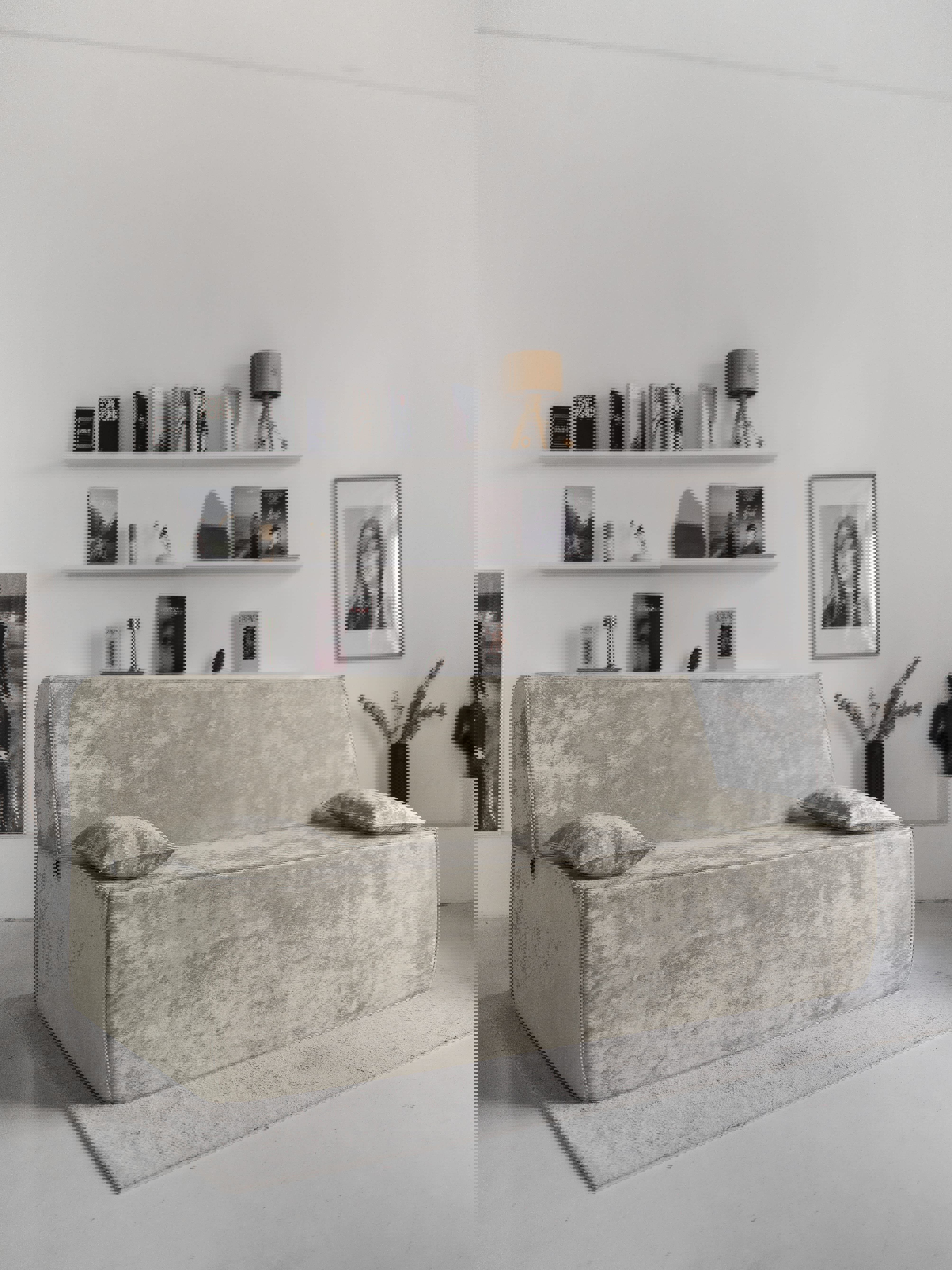 Изображение товара Диван раскладной Клайд 190x88x100 см велюр светло бежевый современный