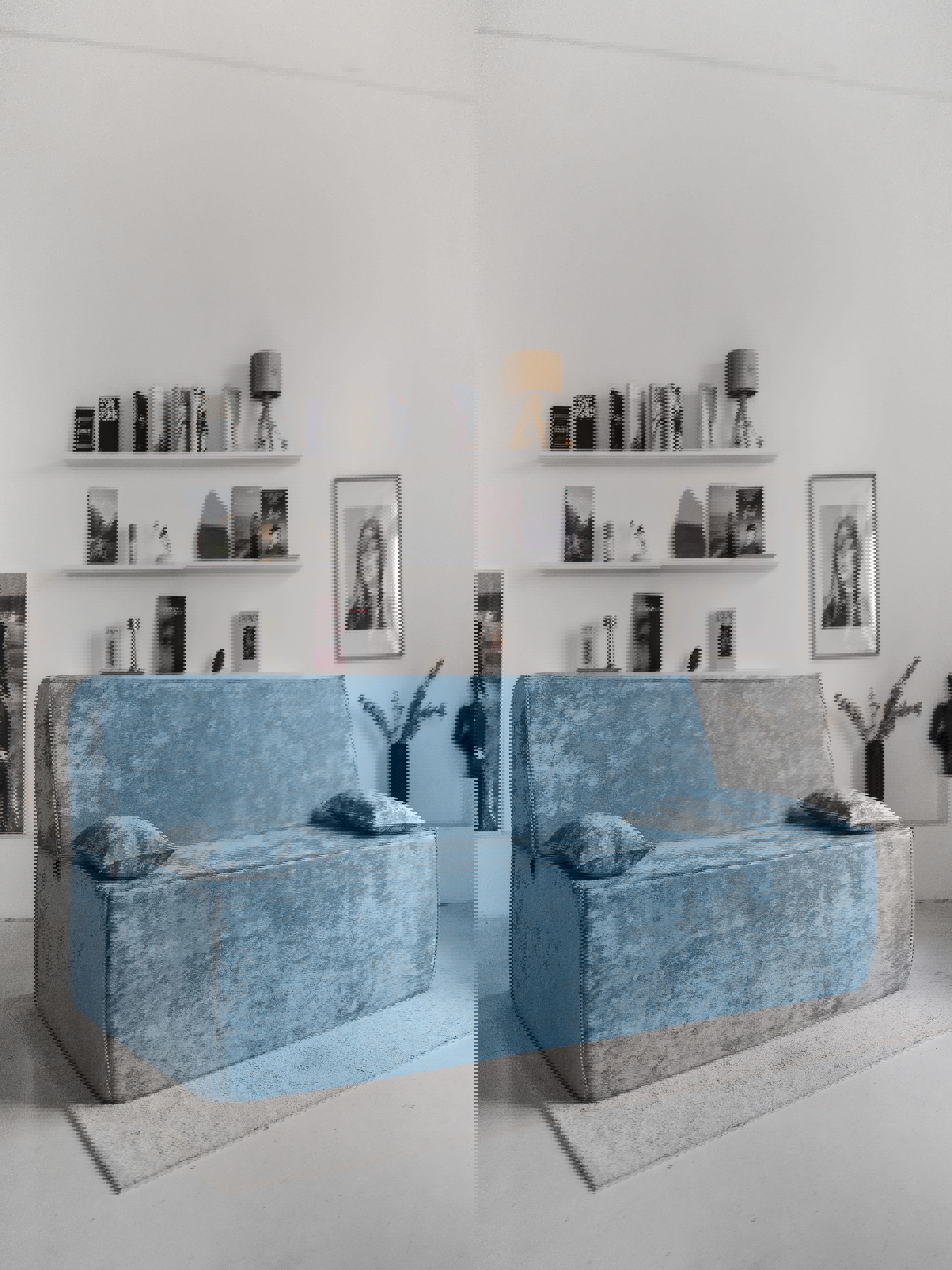 Изображение товара Диван раскладной Клайд синего цвета 190x88x100 см с съемным чехлом