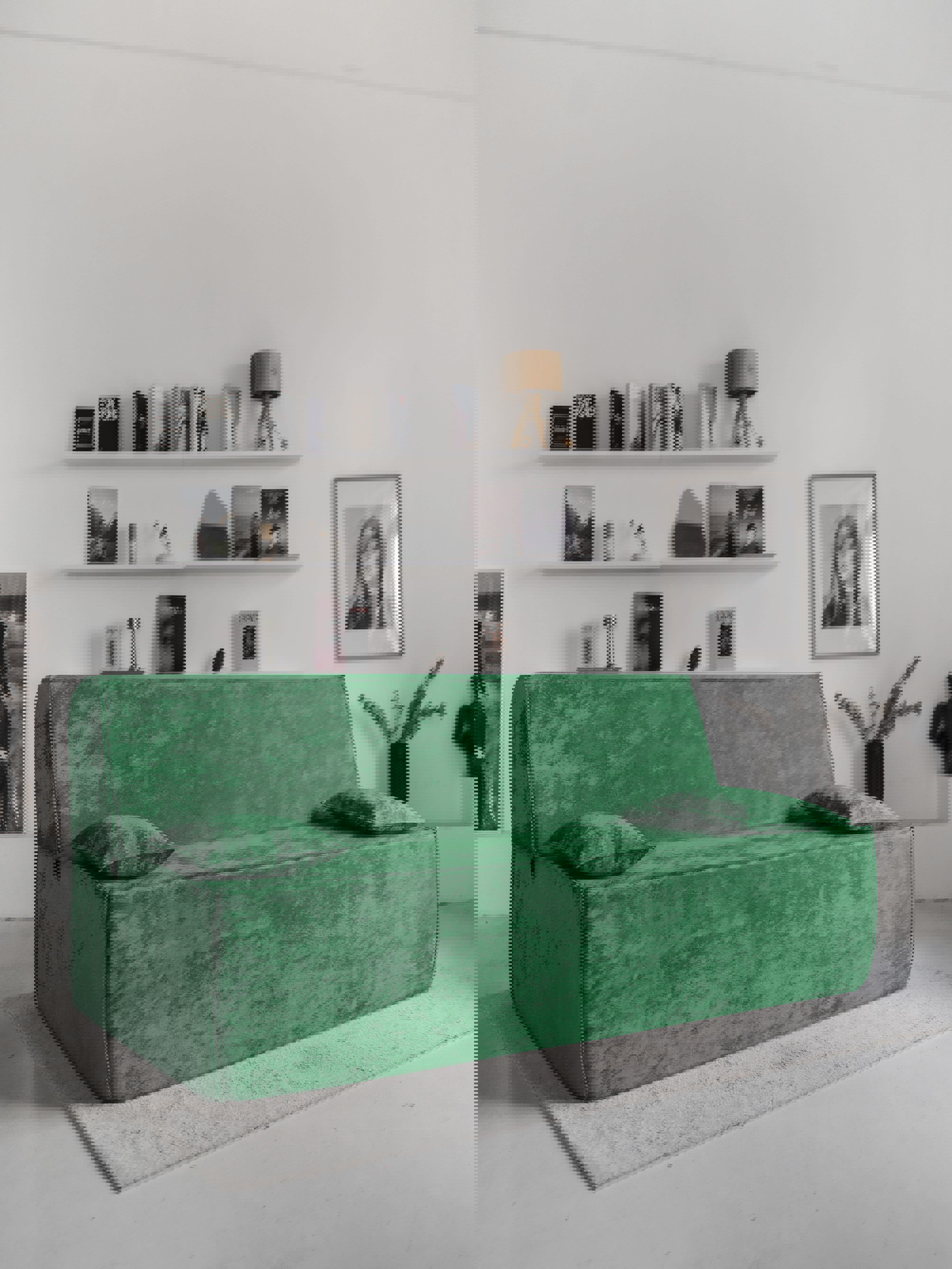 Изображение товара Диван раскладной Диван не мебель Клайд 190x88x100 см плюш Crush18 цвет зеленый