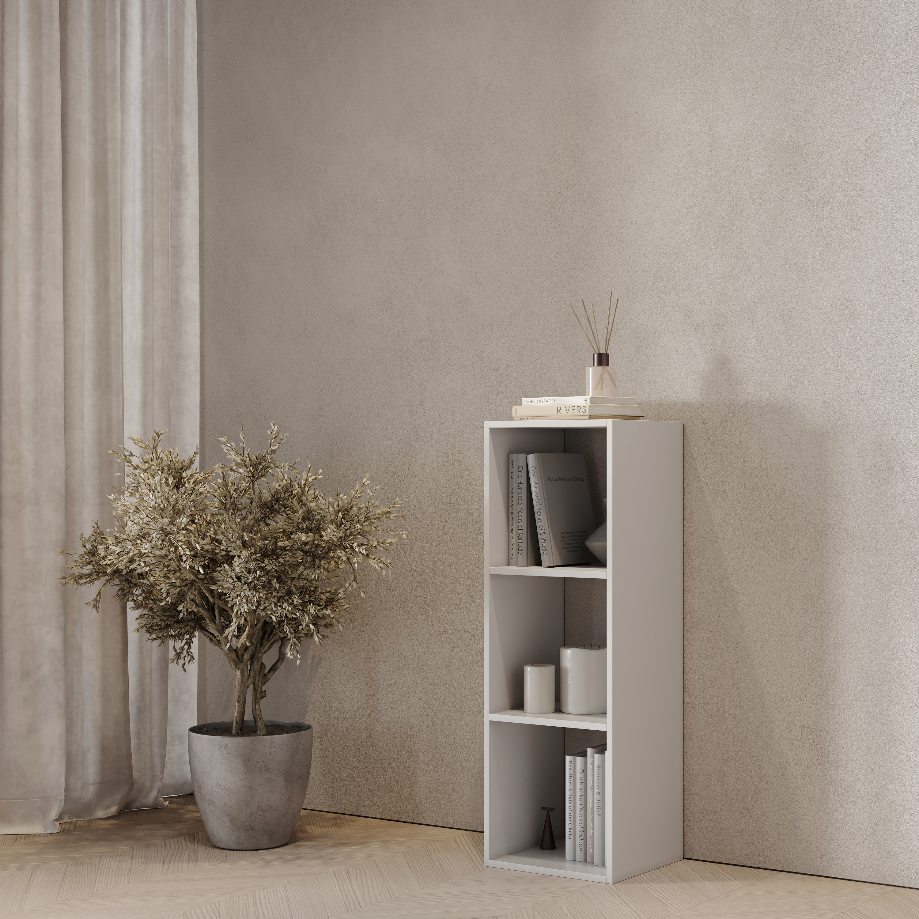 Изображение товара Стеллаж KONSENSA Руан 3 секции 36x104x31.7 см ЛДСП цвет белый