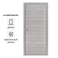 Изображение товара Дверь межкомнатная глухая с замком в комплекте 90x200 см Hardflex цвет ясень серый