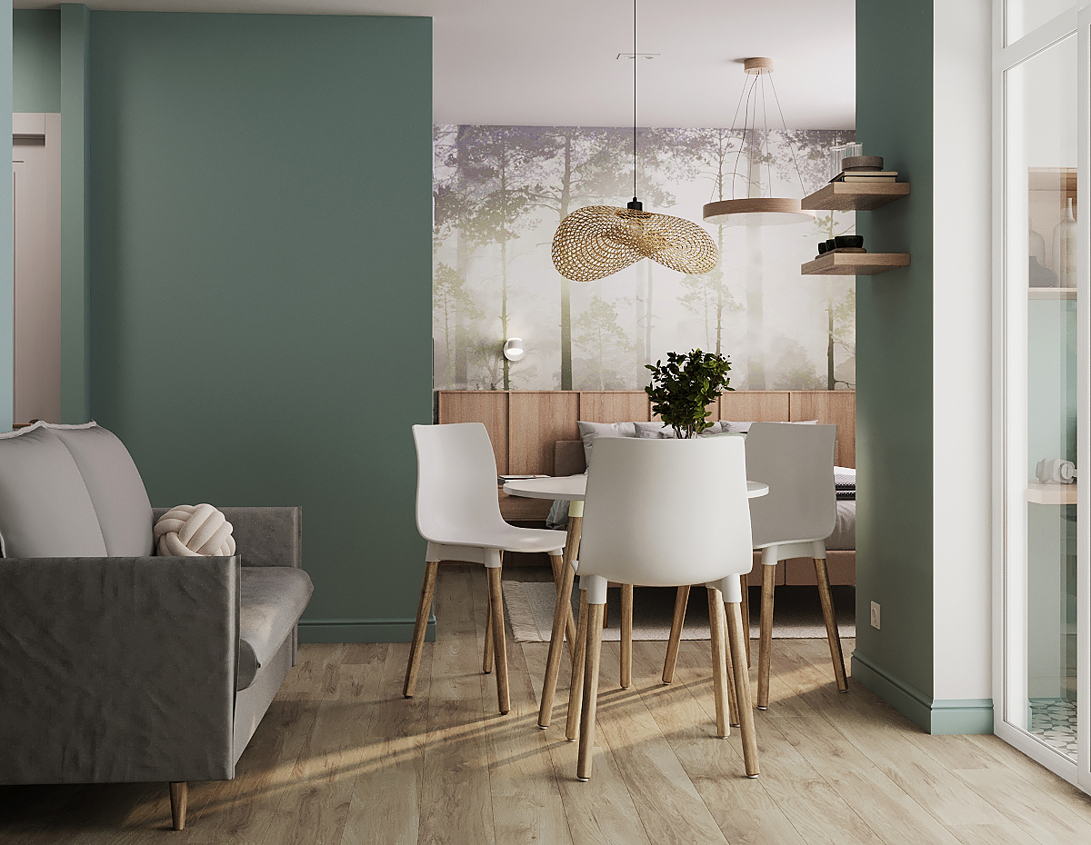 Стильная кухня-гостиная в скандинавском стиле 2