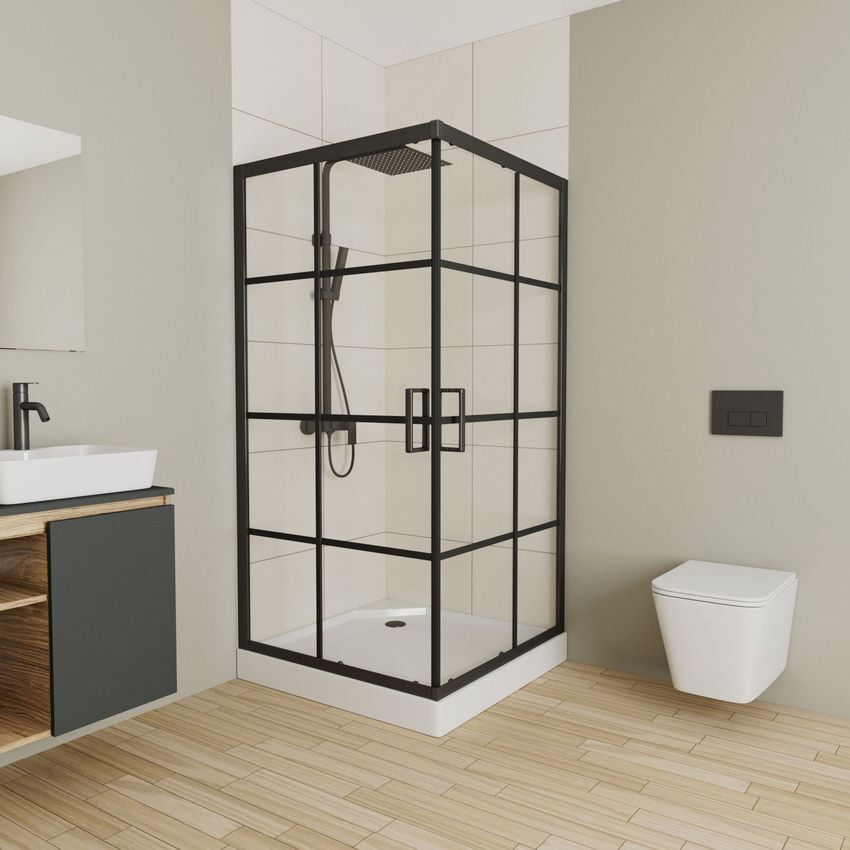 Изображение товара Душевой уголок Bauedge Ty0046 квадрат с поддоном 80x80см закаленное стекло