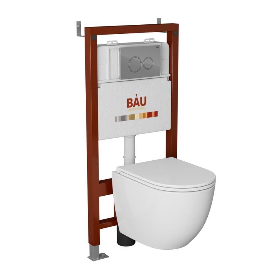 Изображение товара Комплект инсталляция и унитаз BAUEDGE BAU PRO Q111300-BL0001-HQ3-Q00004 белый
