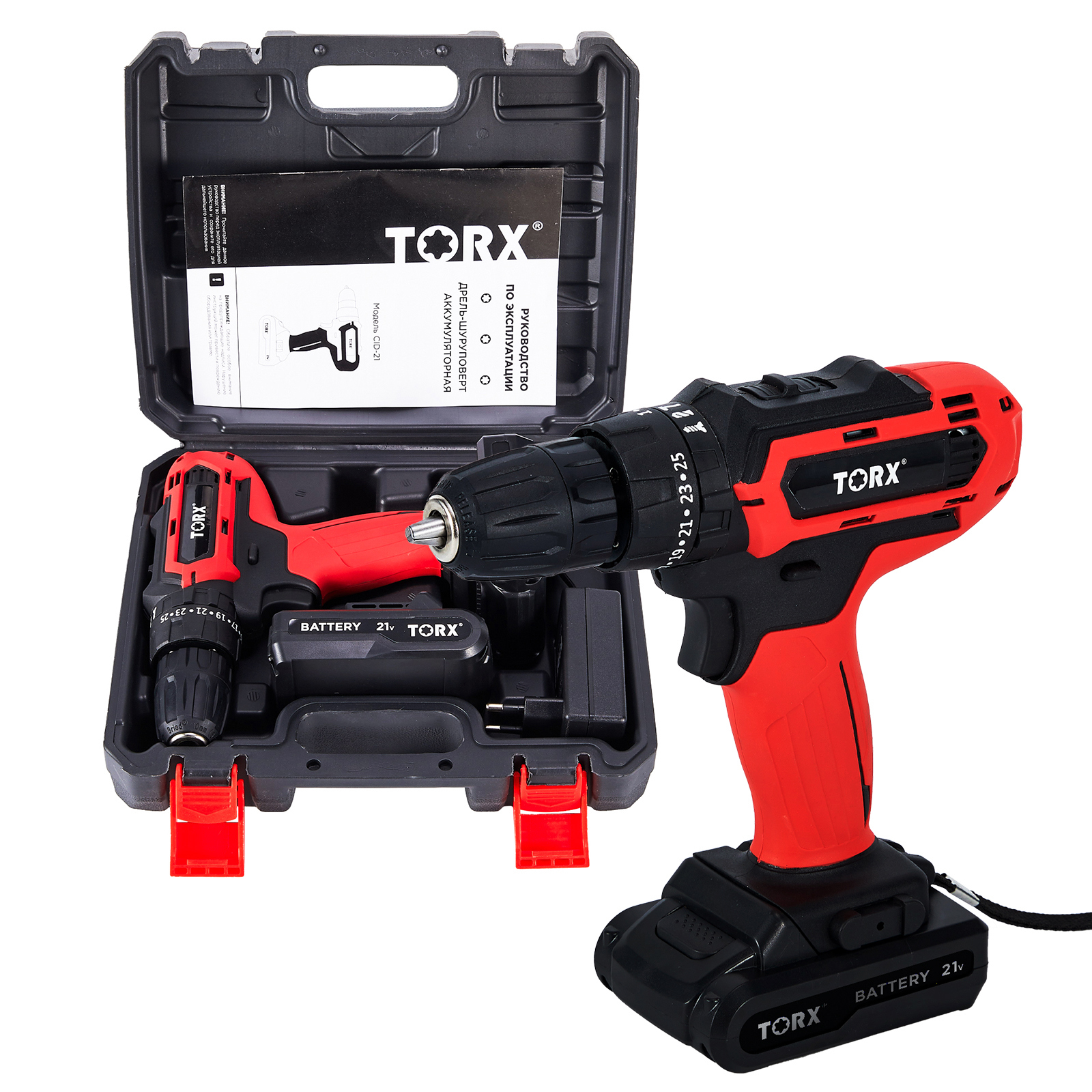 Изображение товара Аккумуляторная дрель-шуруповерт Torx CID-21C 21 В 35 Нм Быстрозажимной патрон