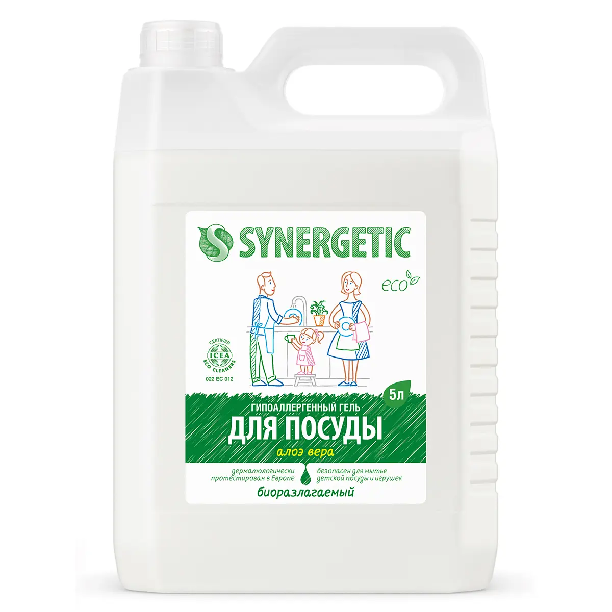 Гель для мытья посуды Synergetic алоэ вера 5л
