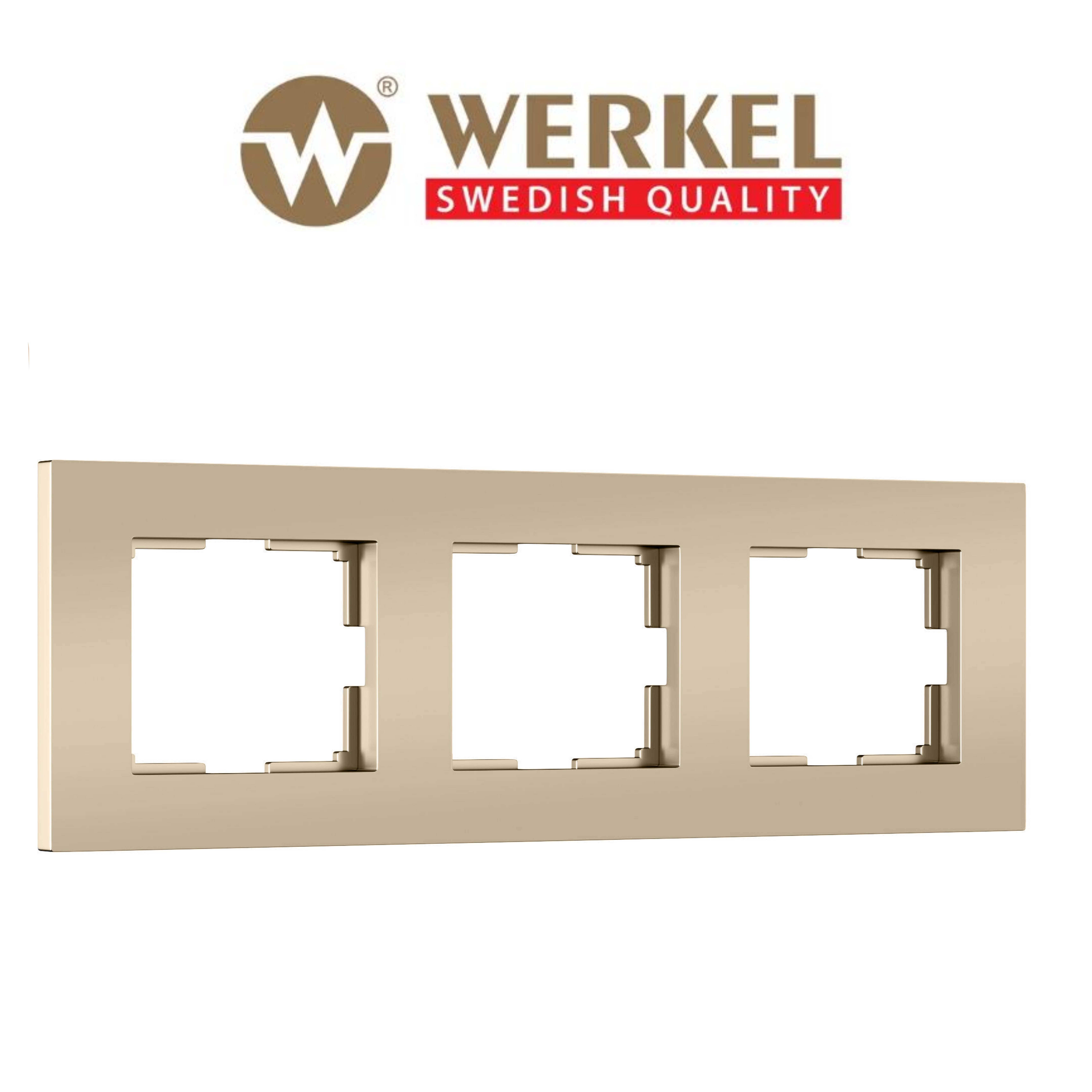 Изображение товара Рамка для розеток и выключателей Werkel W0032911 Slab 3 поста цвет шампань софт