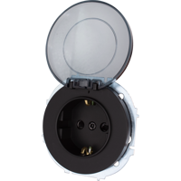 Изображение товара Встраиваемая розетка Osen с заземлением и крышкой черный бархат 1 пост
