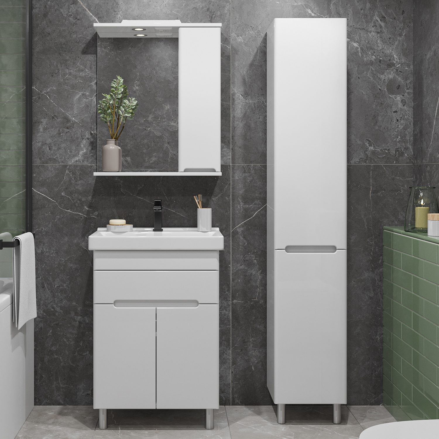 Изображение товара Зеркальный шкаф подвесной SanStar Модена 70.4см цвет белый