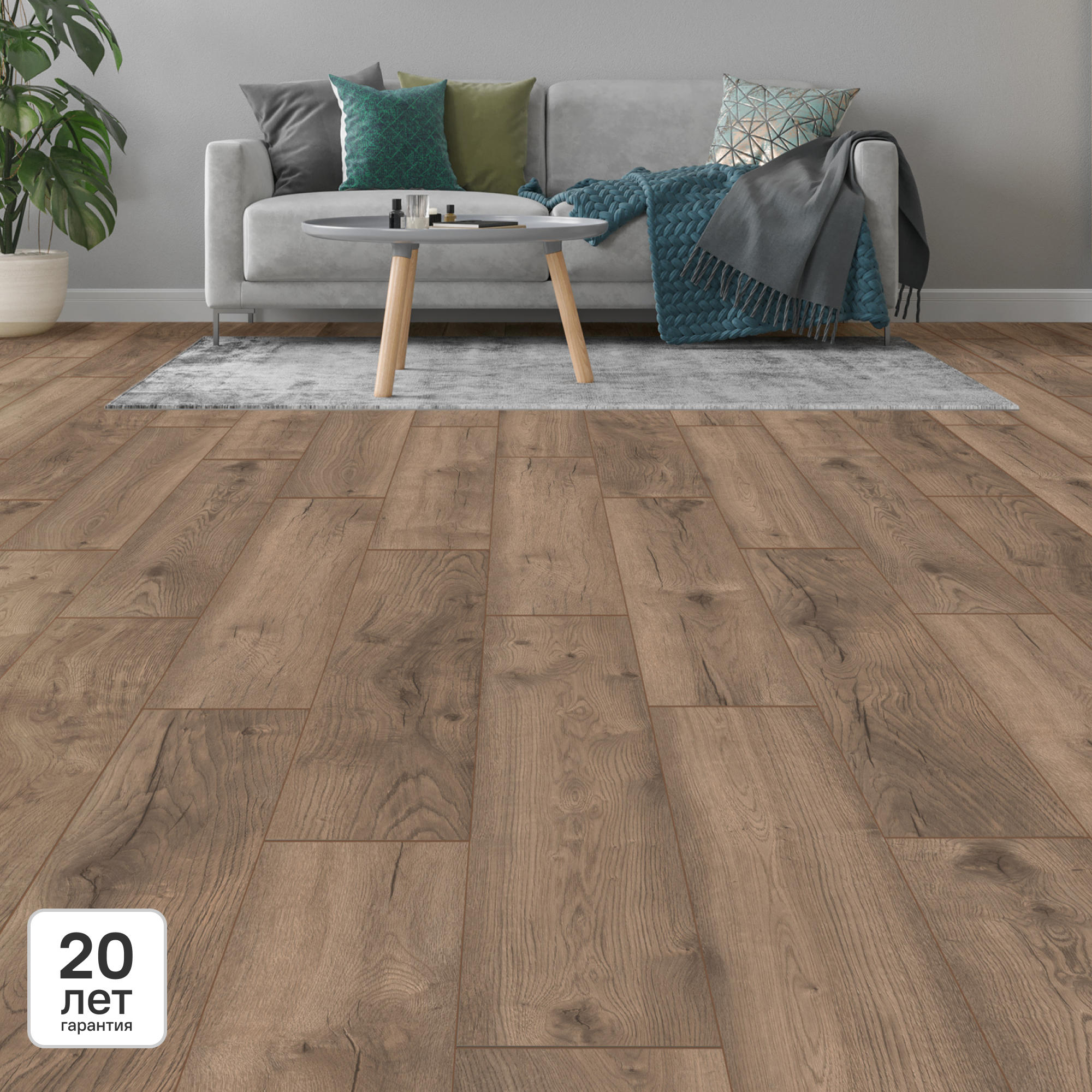 Изображение товара Ламинат KREAFORTA Дуб Мегри 33 класс 8 мм фаска 4 стороны влагостойкий для дома и офиса