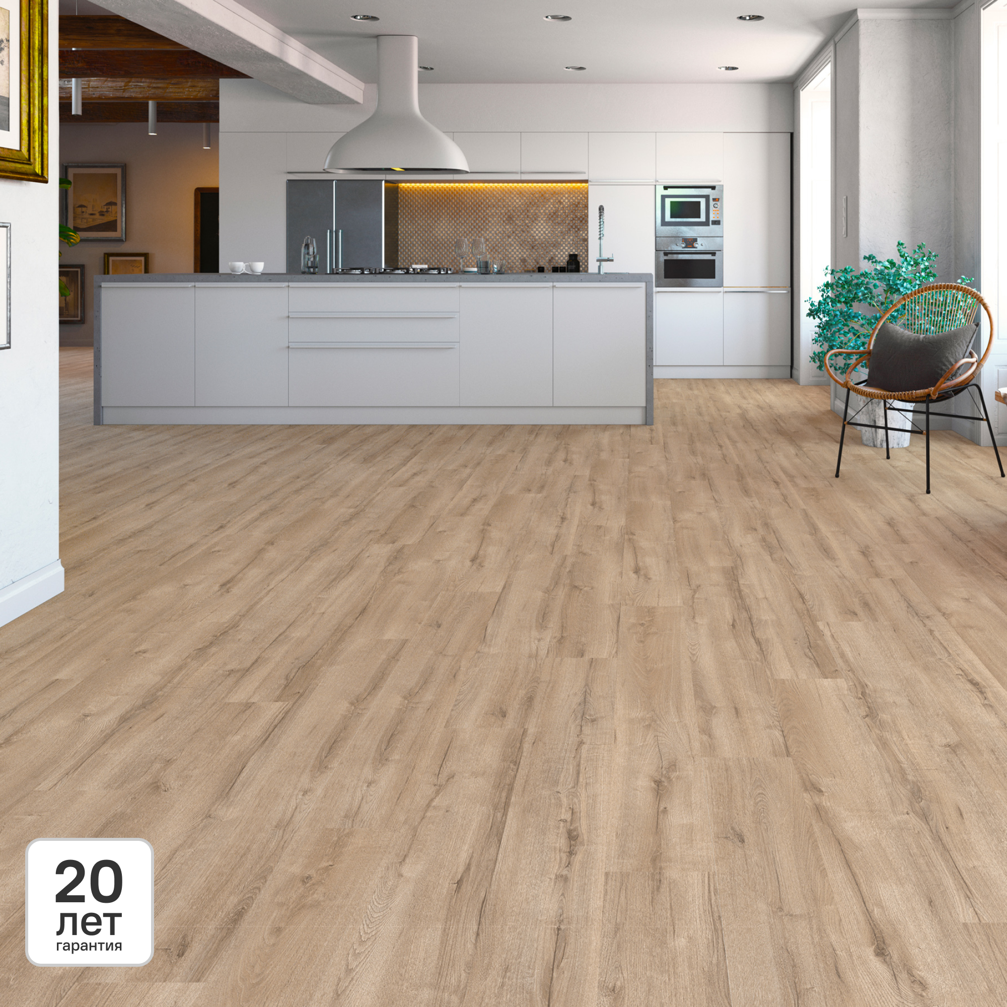 Изображение товара Ламинат KREAFORTA Дуб Лемью 33 класс 8 мм влагостойкий 2.109 м²