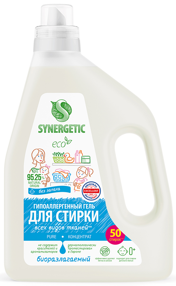 Гель для стирки цветного белья Synergetic для всех тканей 1.5 л