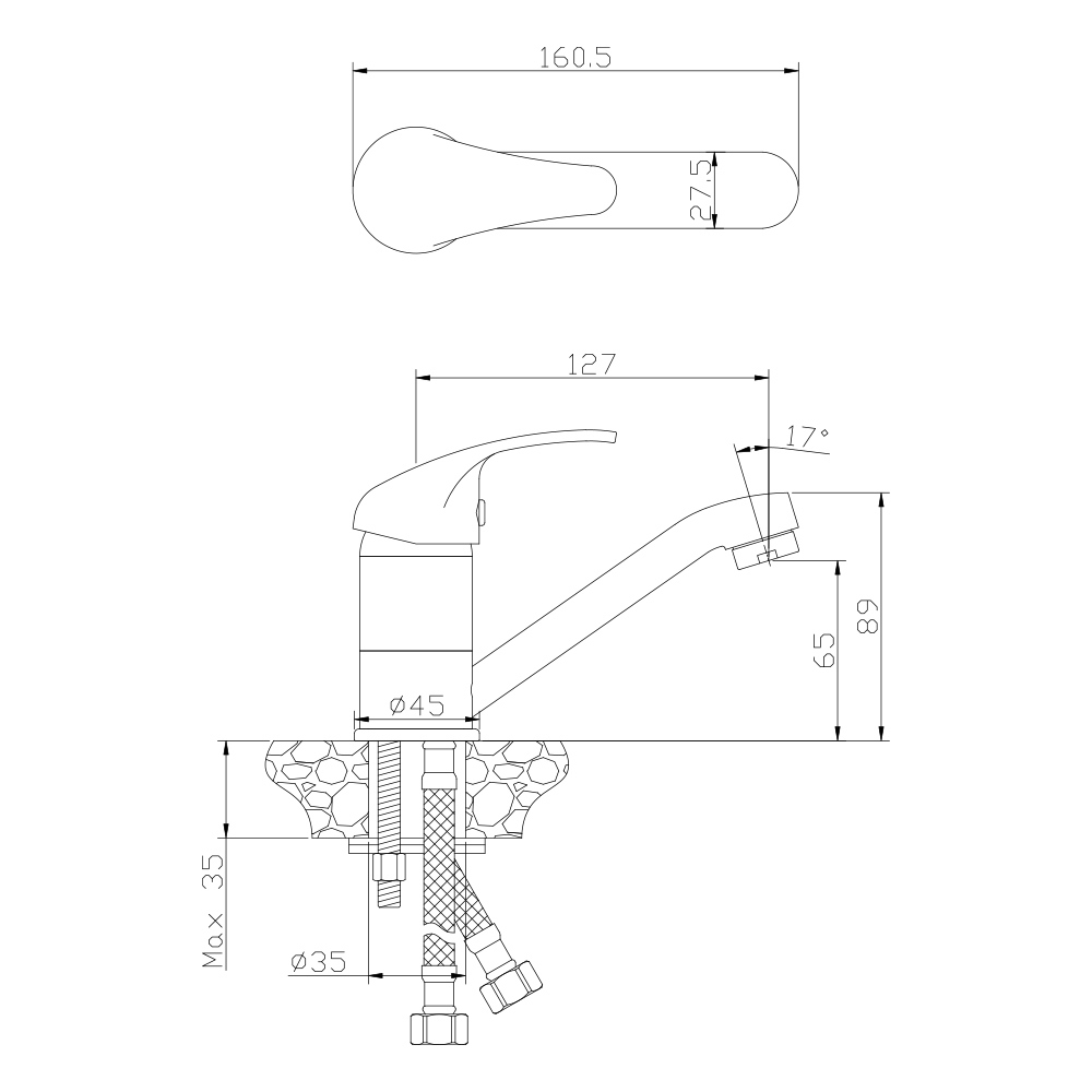 Изображение товара Смеситель для раковины Wesnaart LIS01-220 однорычажный хром с поворотным изливом