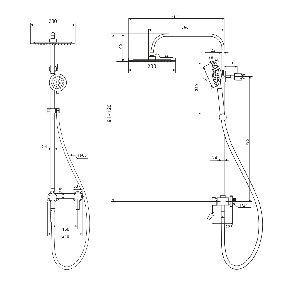 Изображение товара Душевая система WesnaArt KUBUS KUB13-314 из нержавеющей стали SATIN с верхним душем 20 см