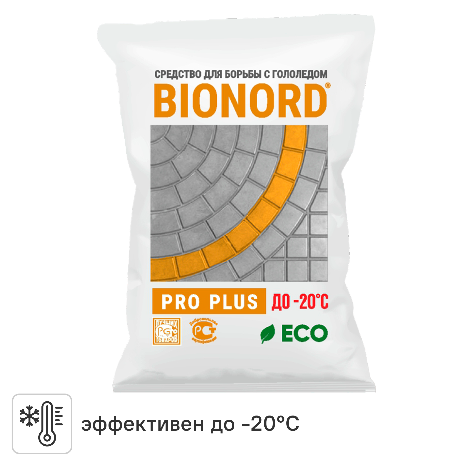 Изображение товара Антигололедный реагент Bionord Pro Plus 23 кг для зимней обработки тротуаров и дорожек