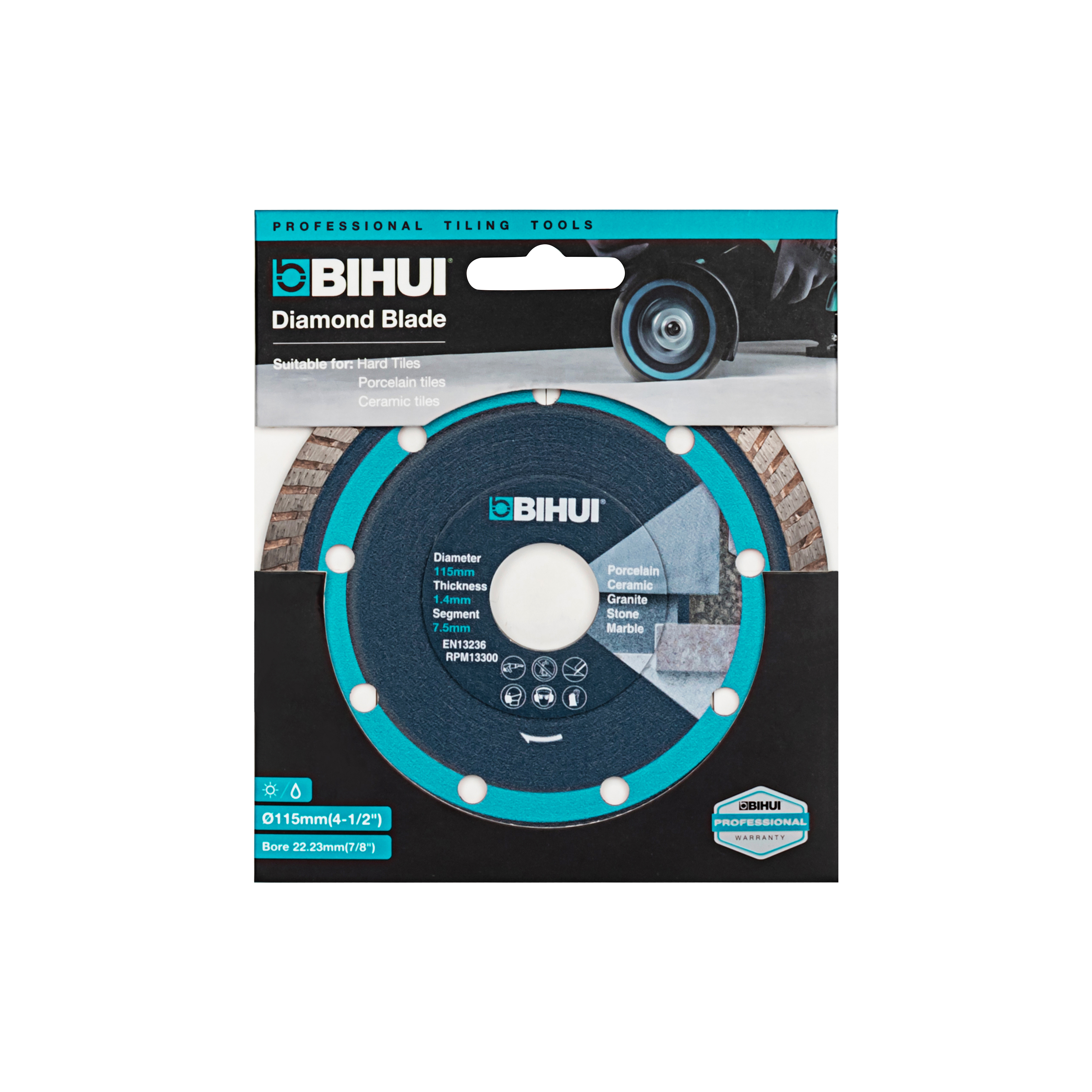 Изображение товара Алмазный диск Bihui Thin Turbo 115x22.2 мм для керамогранита