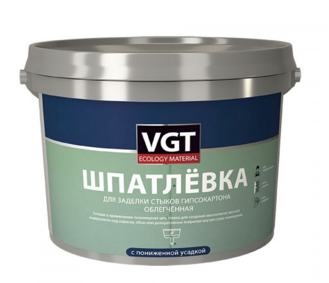 Изображение товара Шпатлёвка Vgt облегченная для заделки стыков гипсокартона с пониженной усадкой 12 кг