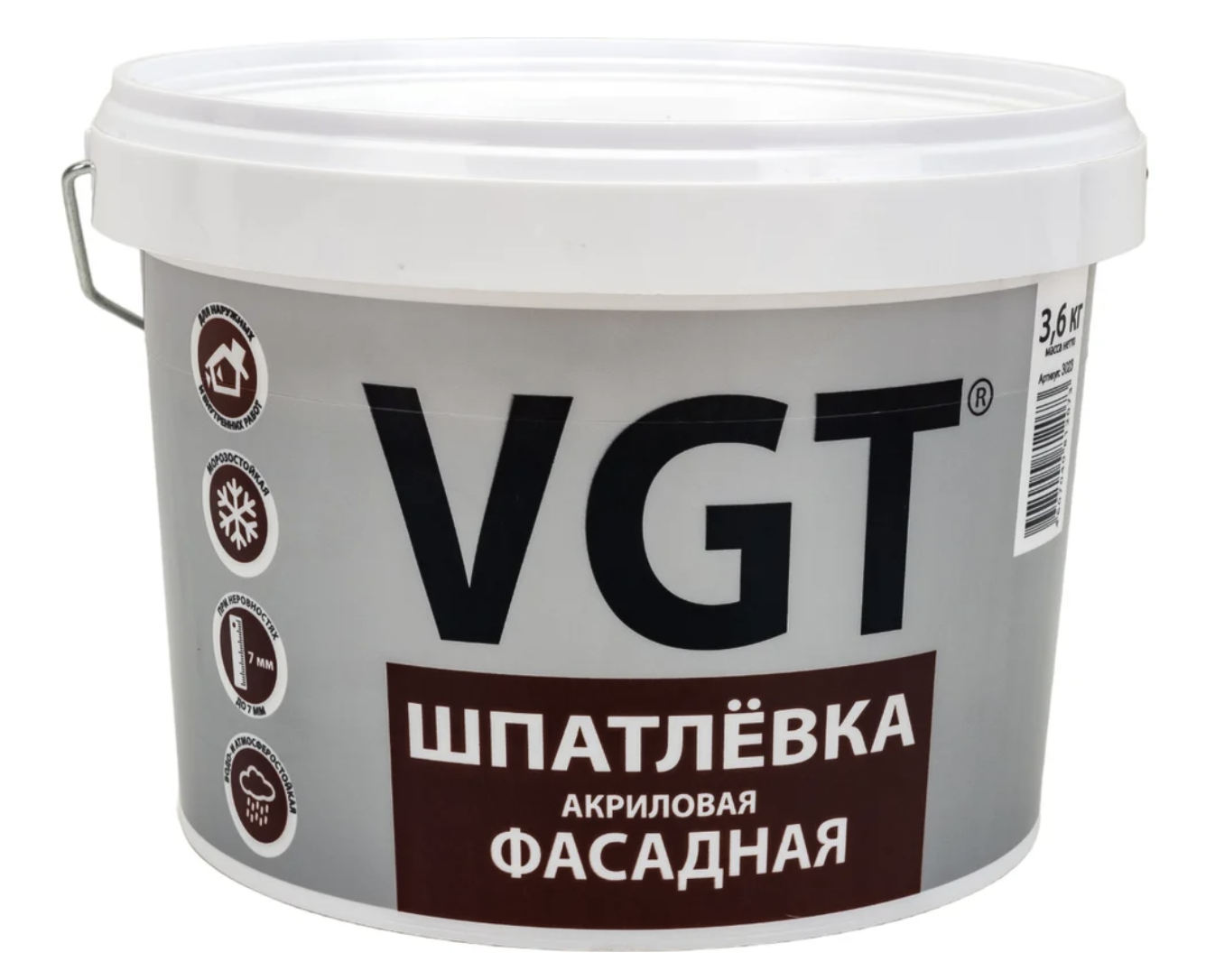 Изображение товара Шпатлёвка Vgt фасадная водостойкая 3.6 кг
