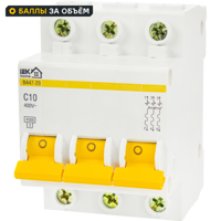 Изображение товара Автоматический выключатель IEK Home ВА47-29 3P 10A 4.5kA для защиты цепей