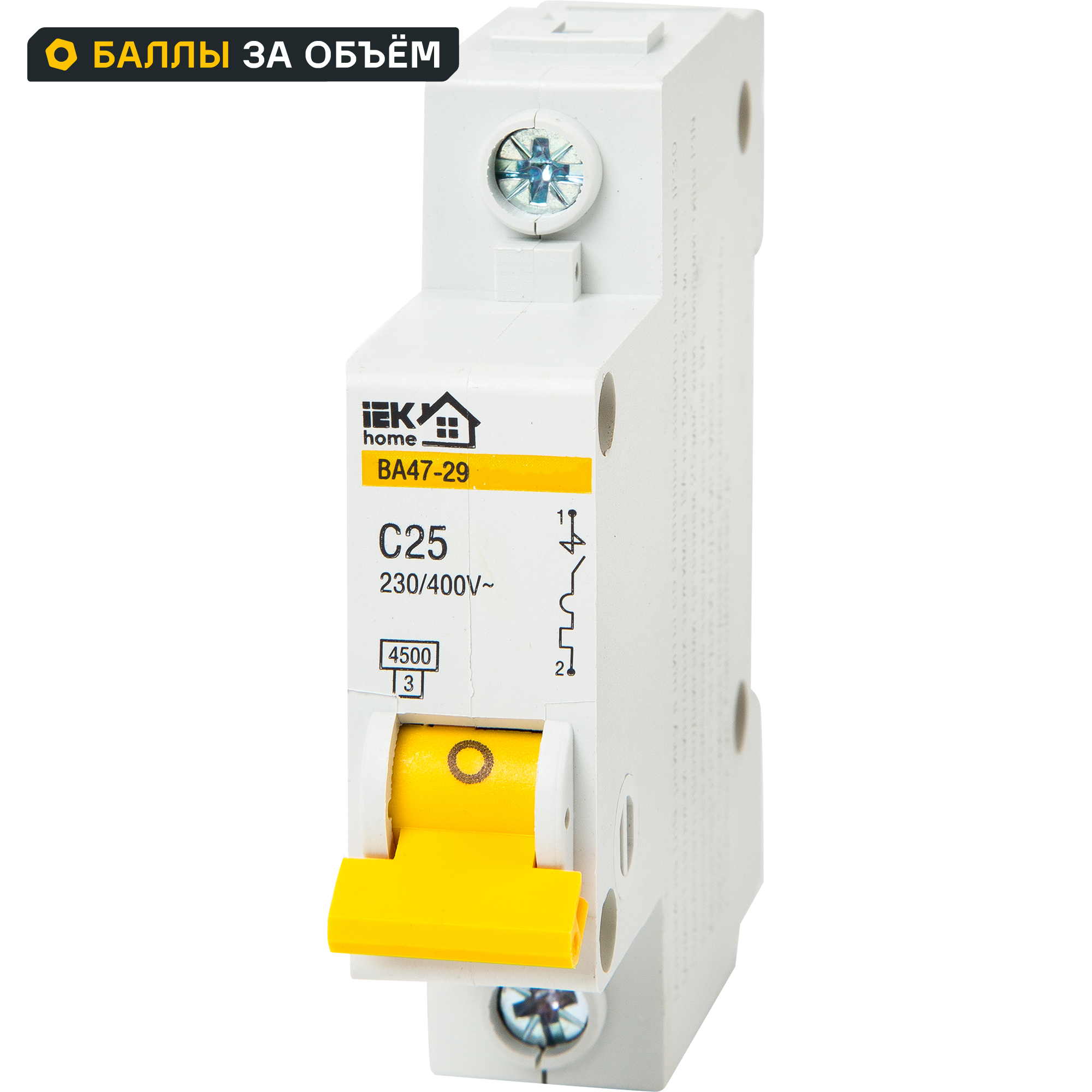 Изображение товара Автоматический выключатель IEK Home ВА47-29 1P C25 А 4.5 кА