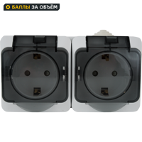 Изображение товара Двойная влагозащищенная накладная розетка серии Этюд IP44