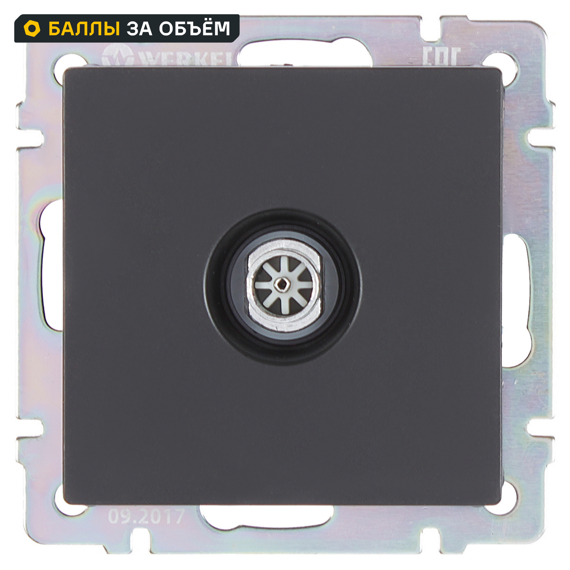 Изображение товара ТВ-розетка оконечная встраиваемая Werkel черная с USB 220V IP20