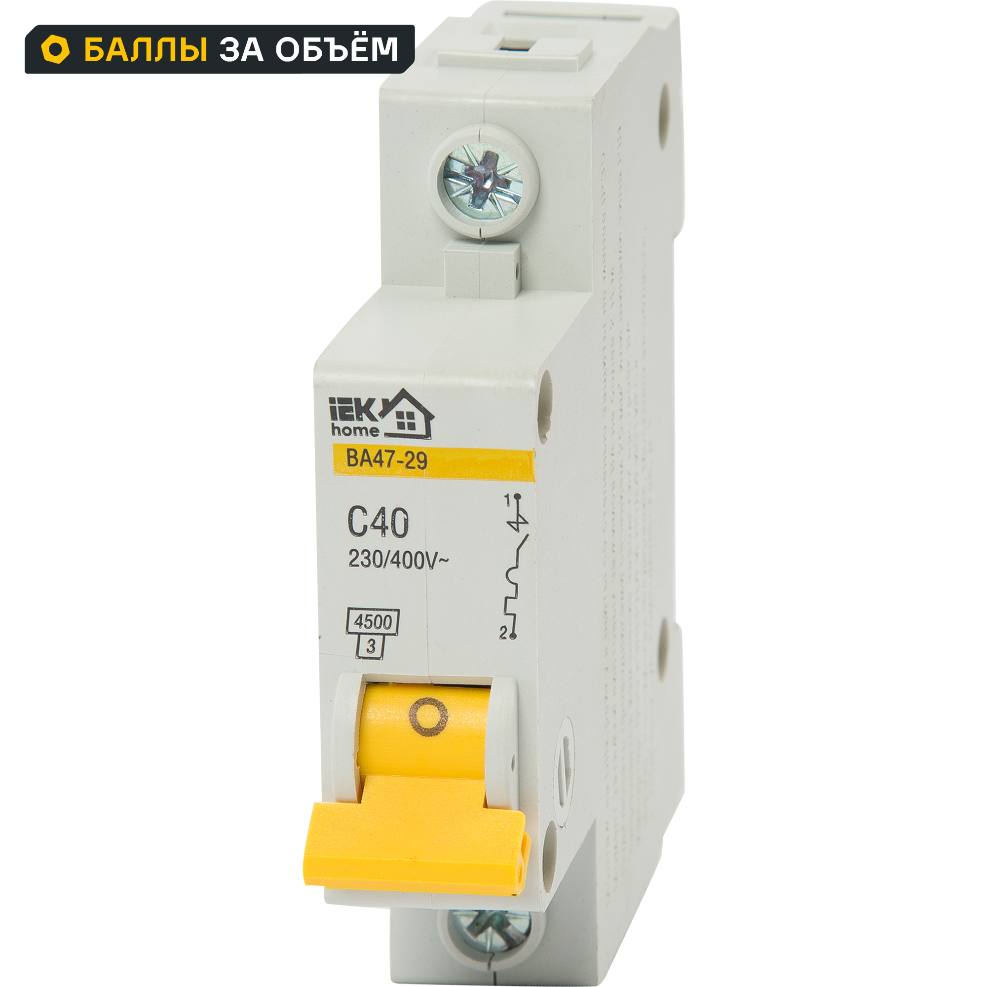 Изображение товара Автоматический выключатель IEK Home ВА47-29 1P C40 4 5 кА 40 А