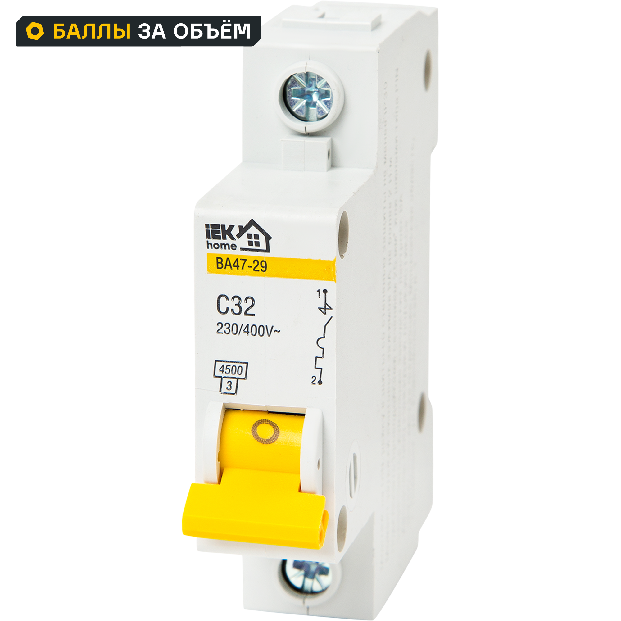 Изображение товара Автоматический выключатель IEK Home ВА47-29 1P C32 А 4.5 кА