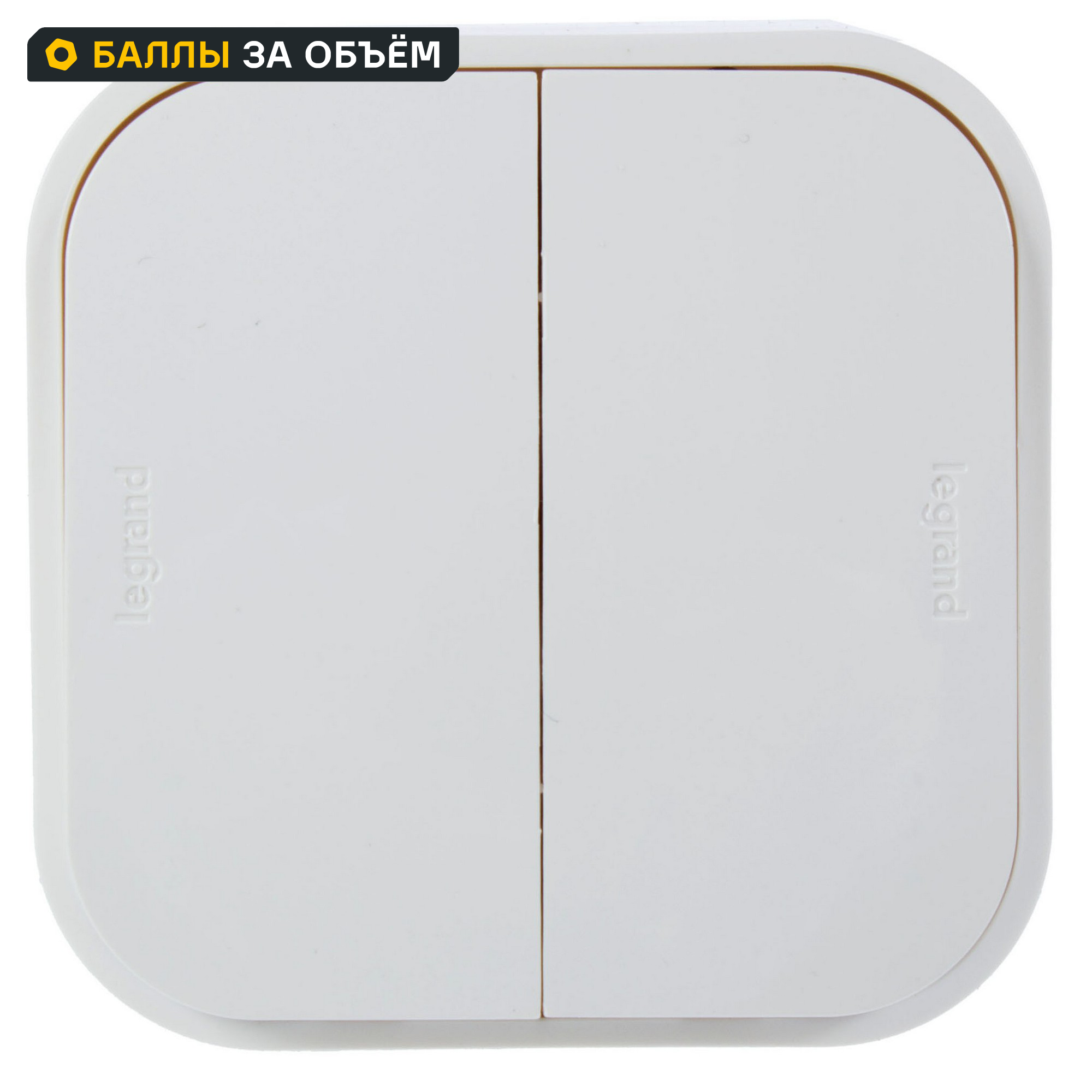 Изображение товара Переключатель 2 клавиши Legrand Quteo IP20 10A 250V накладной белый