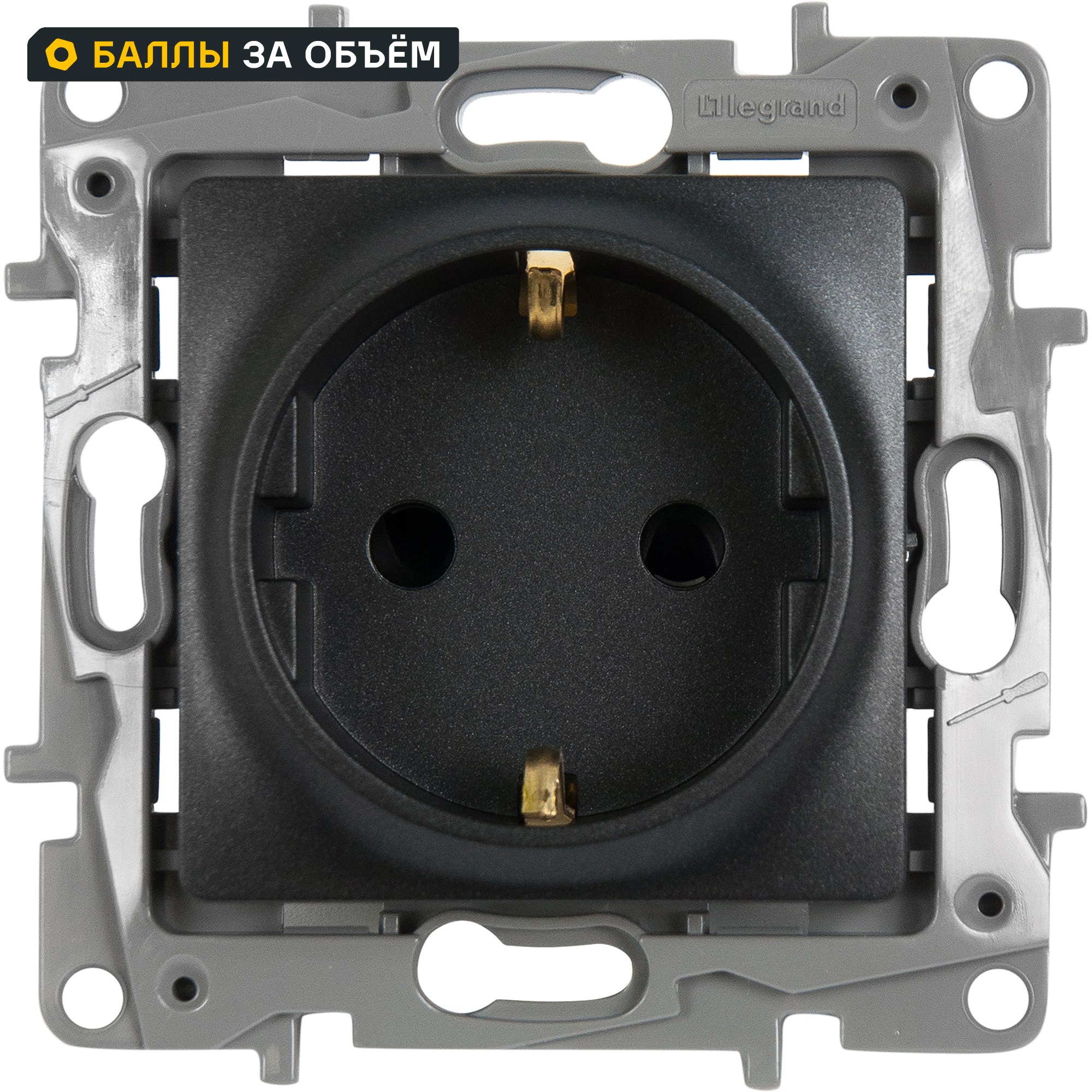 Изображение товара Розетка с заземлением Legrand Etika антрацит 16А 250В