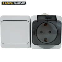 Изображение товара Выключатель с розеткой Eutyde системы Electric 1 клавиша IP44 Белый