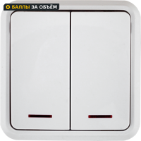 Изображение товара Выключатель накладной First 2 клавиши с подсветкой цвет белый